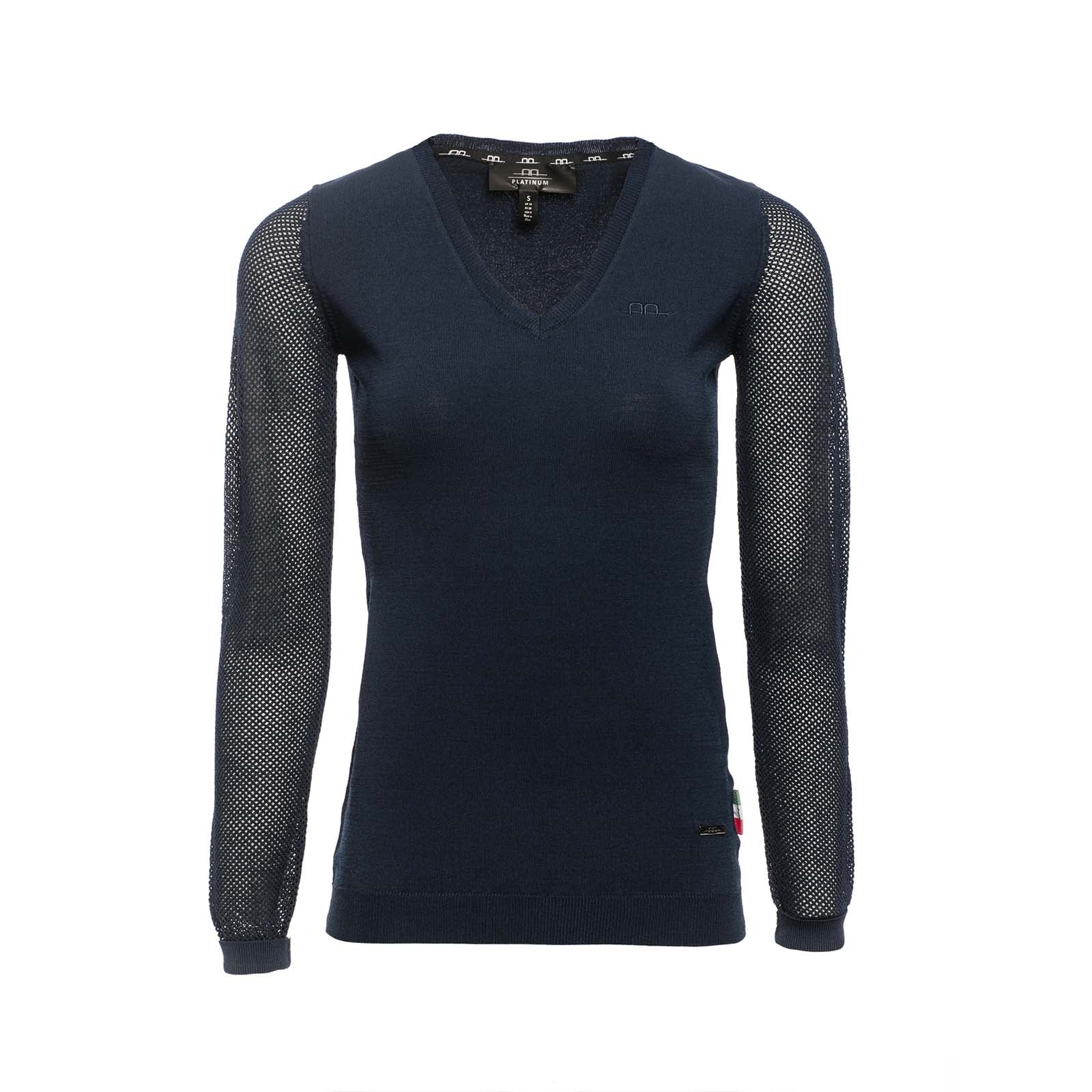 AA Ladies' Sweater with Perforated Sleeves Dark Blue M