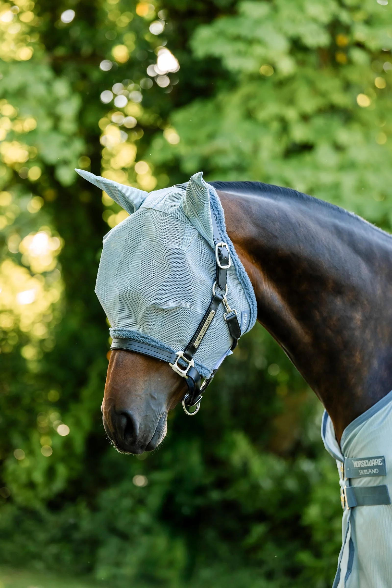 Amigo Fly Mask Heather Blue/Blue & Silver SHP