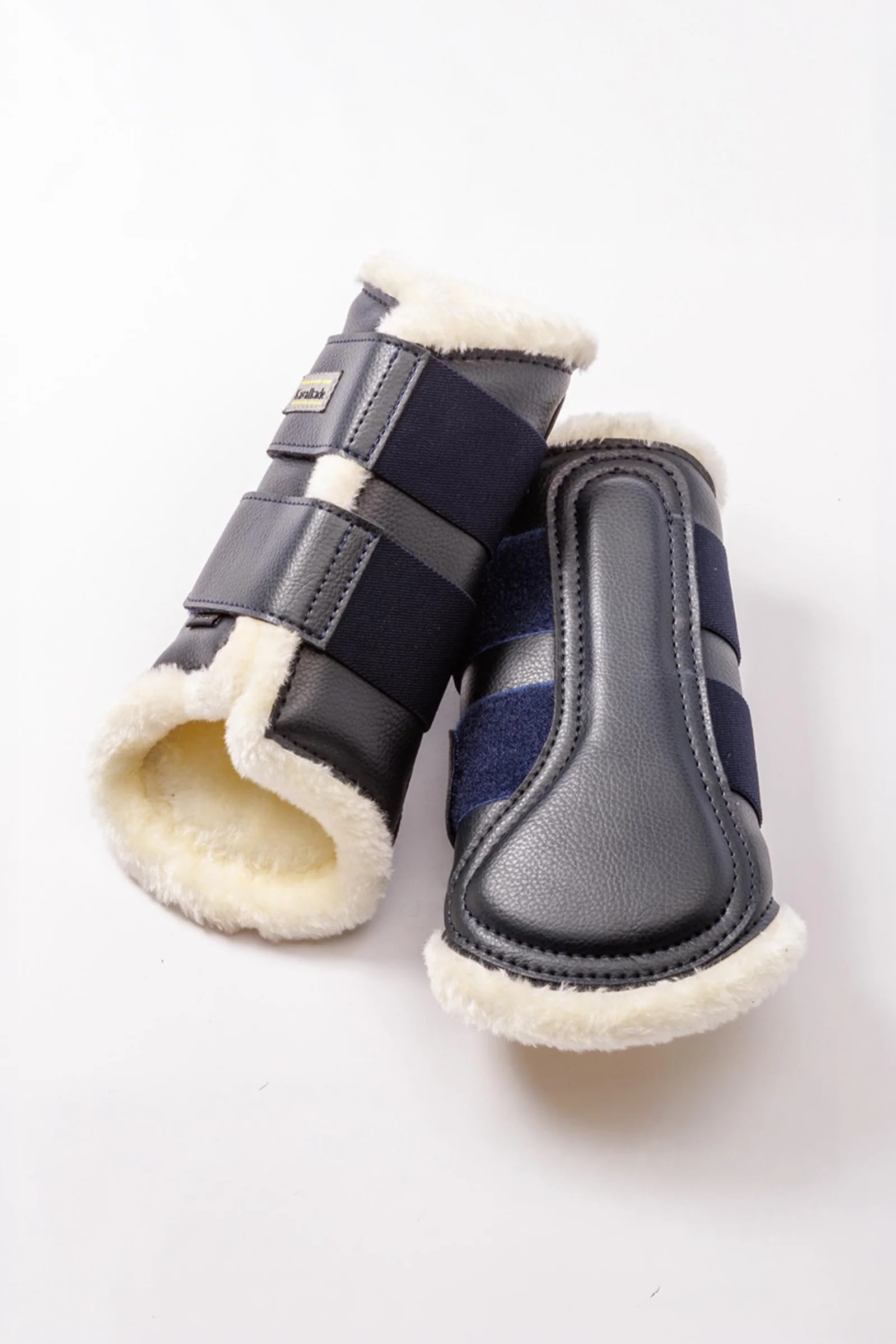 Anatomic Synthetic Leather Boots With Faux Fur Navy/Beige M
