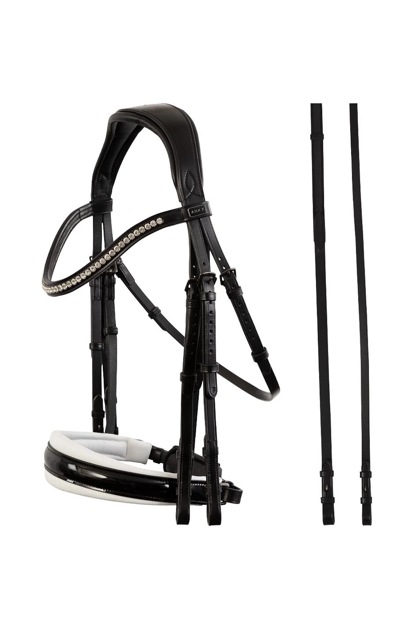 ANKY Double Bridle, Extra Wide Headpiece Black/White F