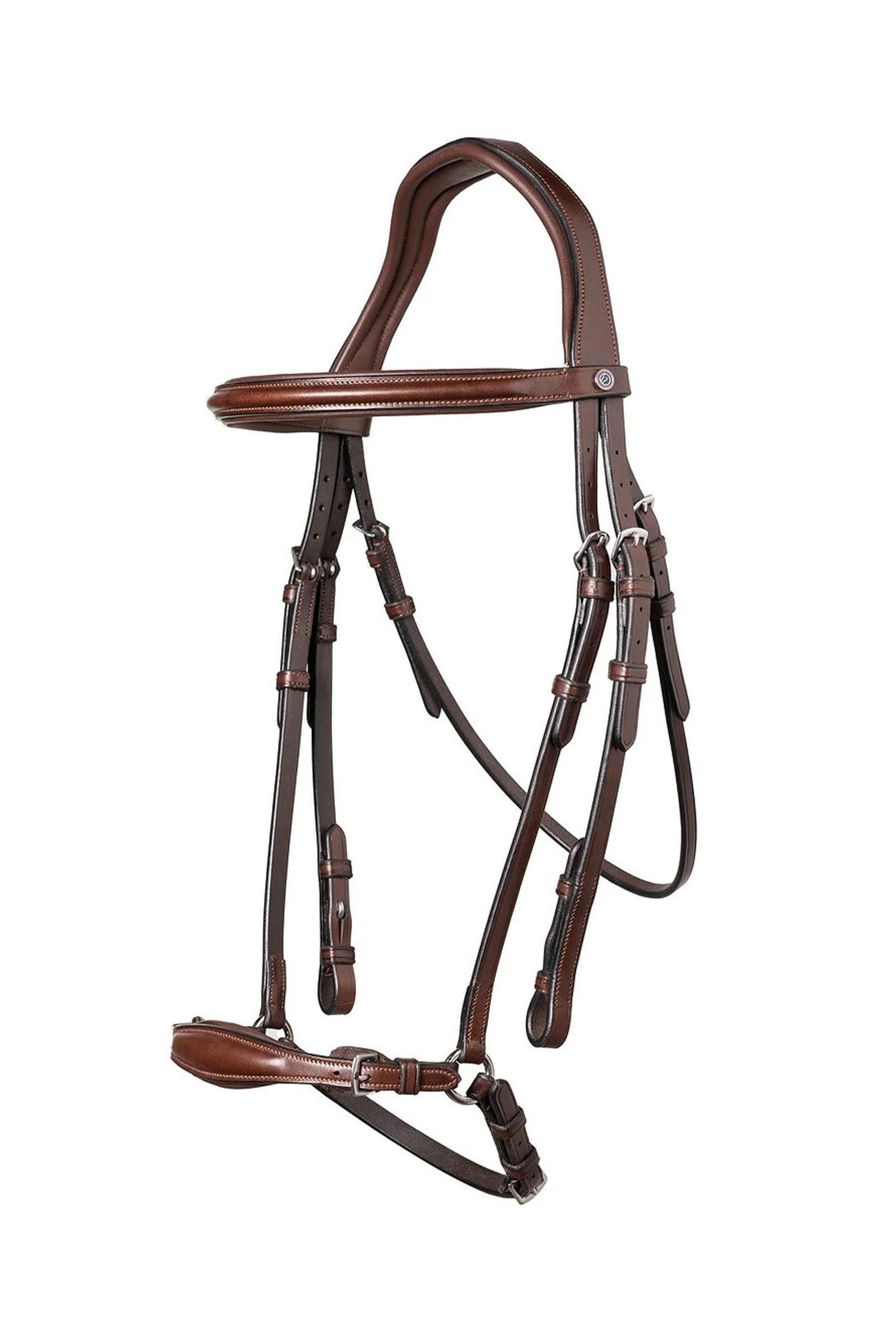 Barcelona Adjustable Drop Noseband Bridle Brown/Silver F