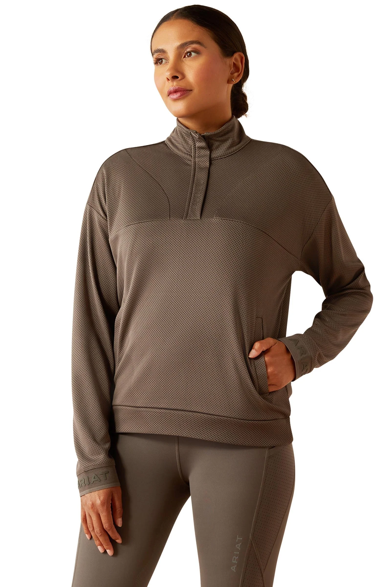 Breathe Women's 1/2 Zip Sweatshirt Plum Grey XL