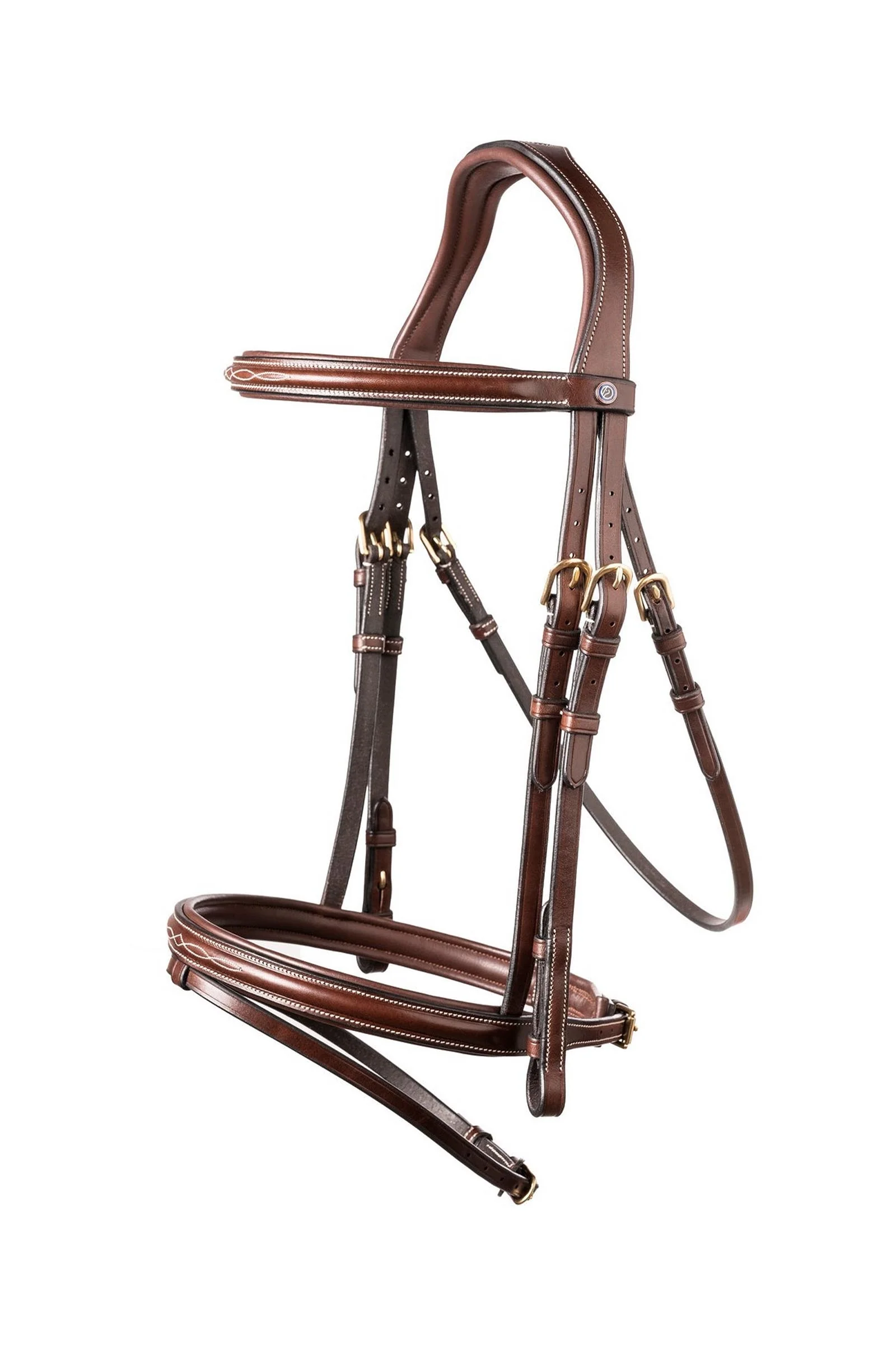 Calgary Combined Noseband Bridle Brown/Gold F