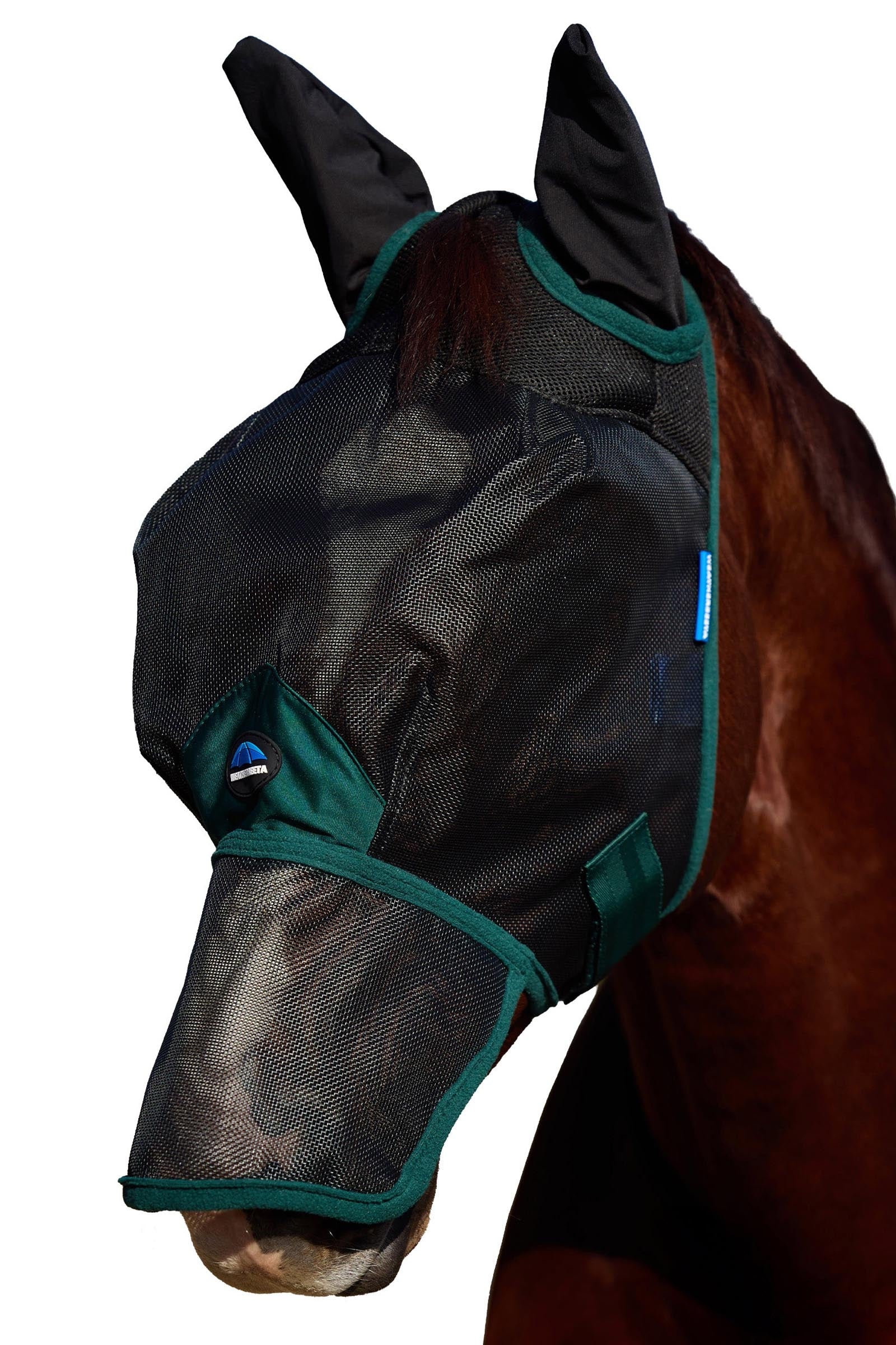 Comfitec Durable Mesh Fly Mask With Ears & Nose Black/Forest Green M