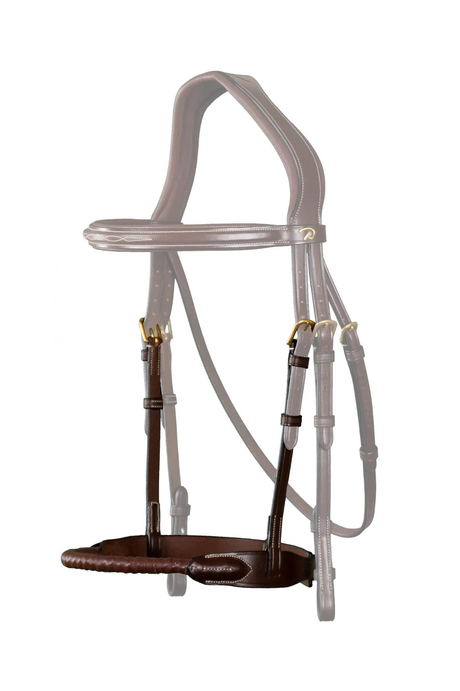 D-Collection Leather Covered Rope Noseband Brown F