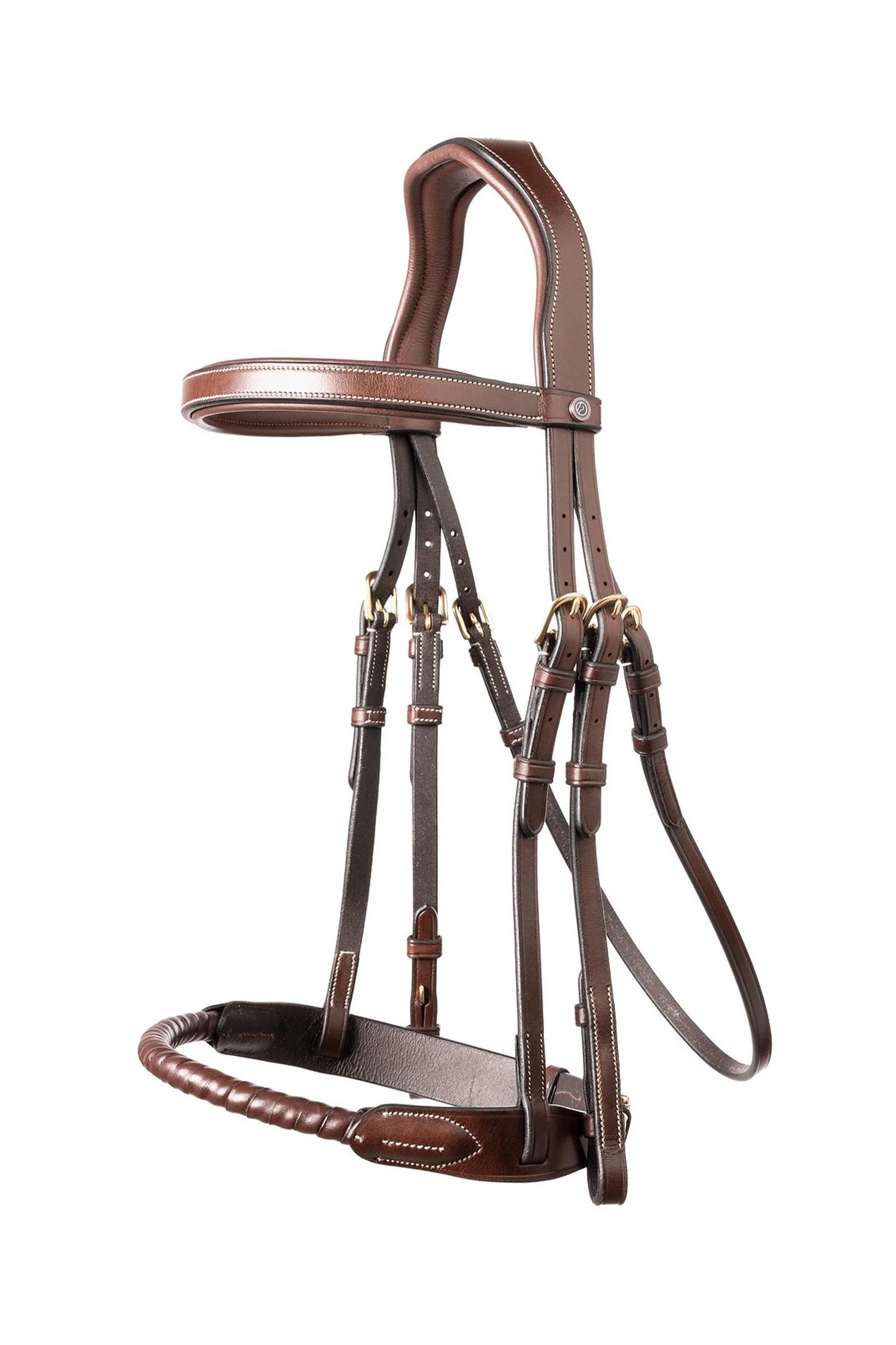 Dublin Rope Noseband Bridle Covered Brown/Gold C