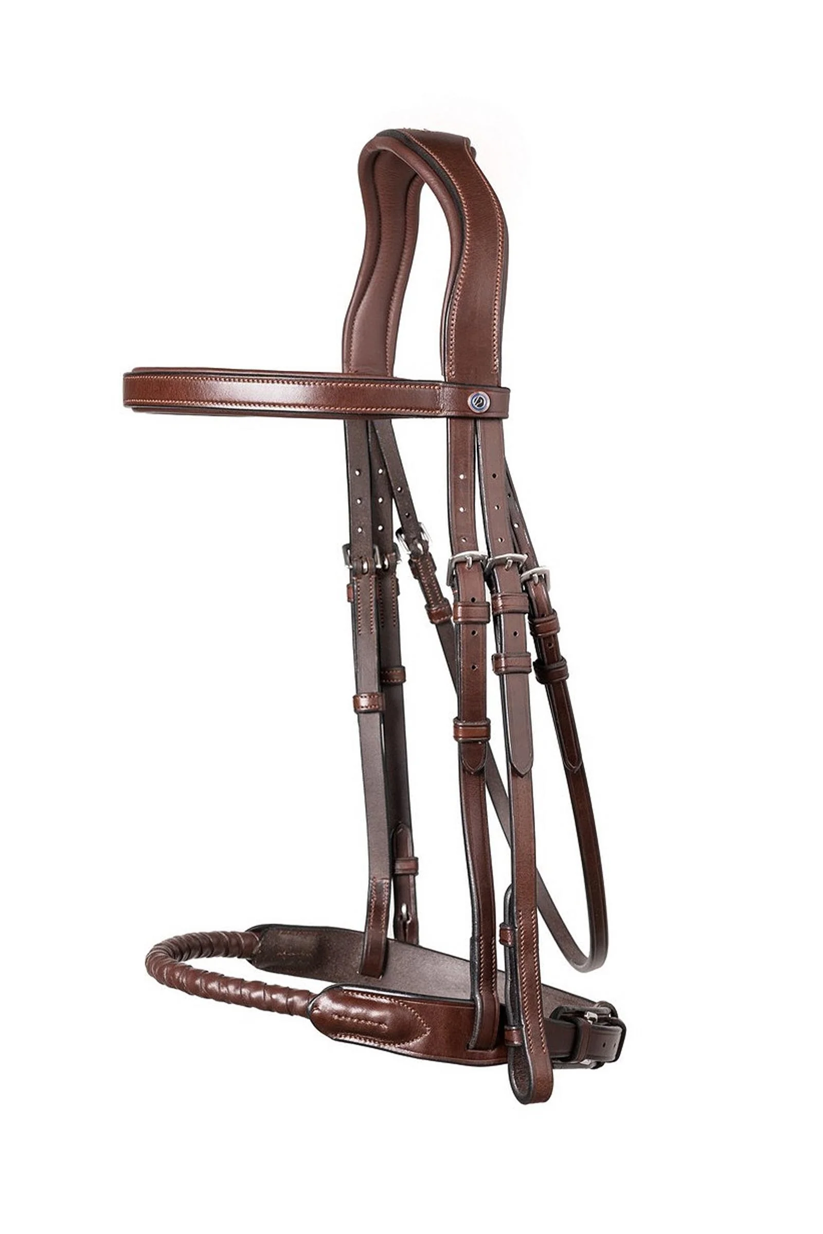 Dublin Rope Noseband Bridle Covered Brown/Silver F