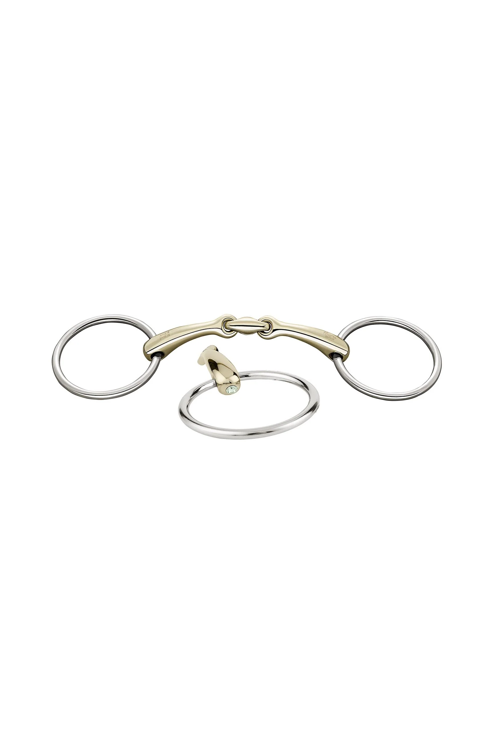 Dynamic RS Loose Ring Snaffle Bit, Double Jt. 16mm, Sensogan, W. Crystal LGR 125 mm
