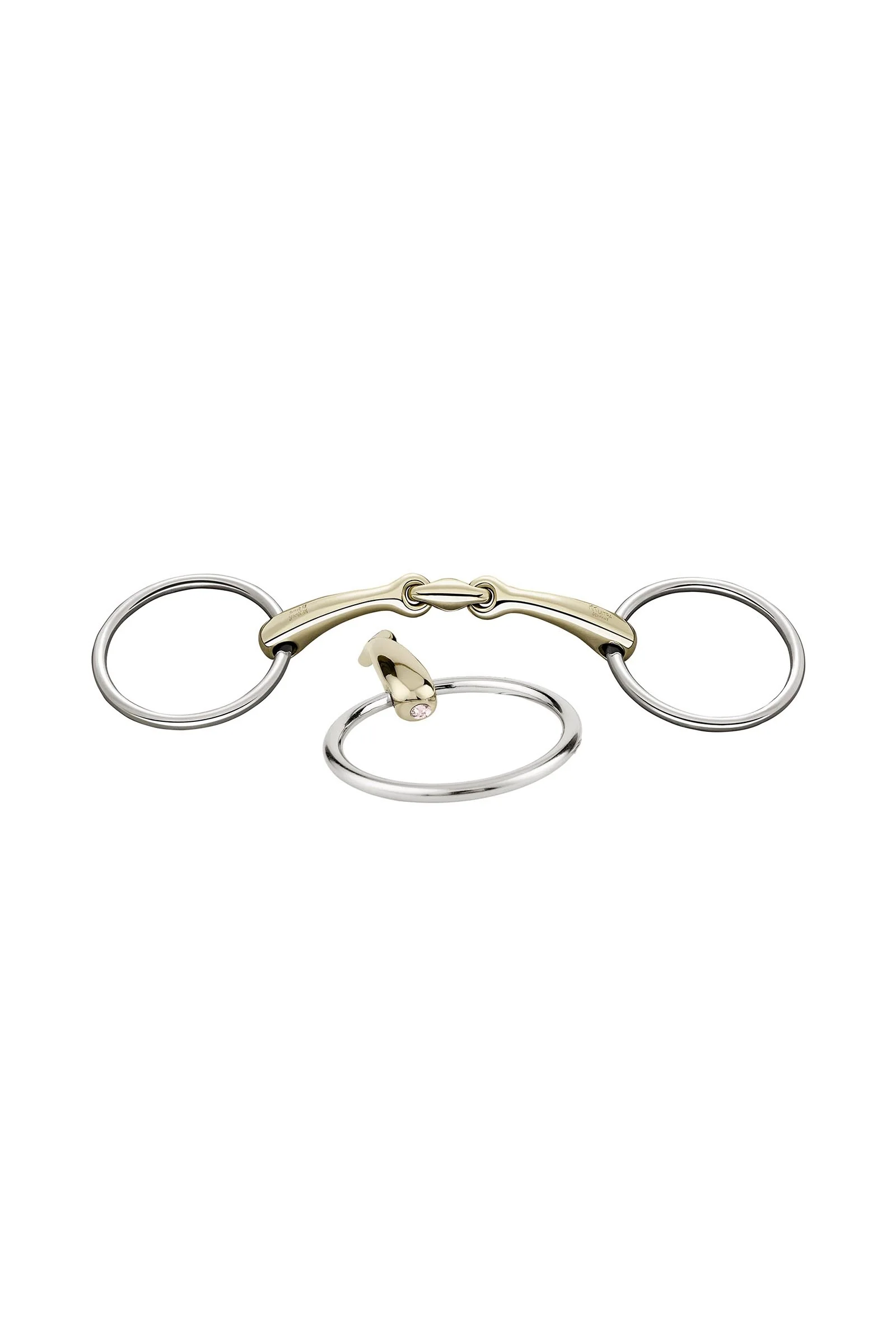 Dynamic RS Loose Ring Snaffle Bit, Double Jt. 16mm, Sensogan, W. Crystal LPI 125 mm