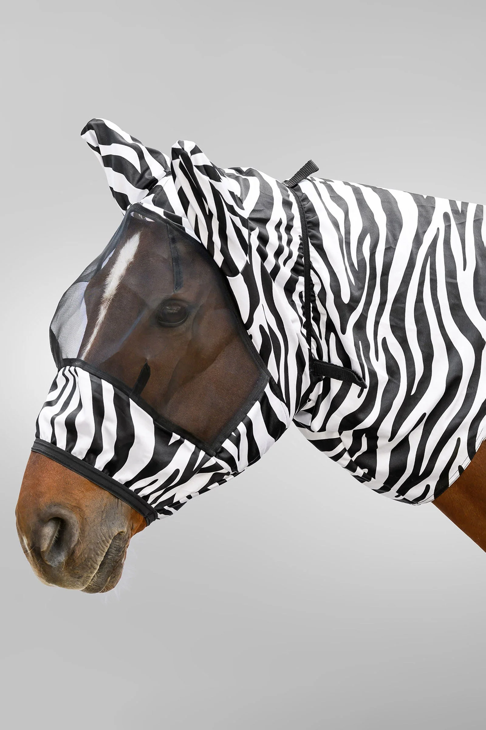 Eczemer Zebra Fly Mask With UV-Protection Black/White F