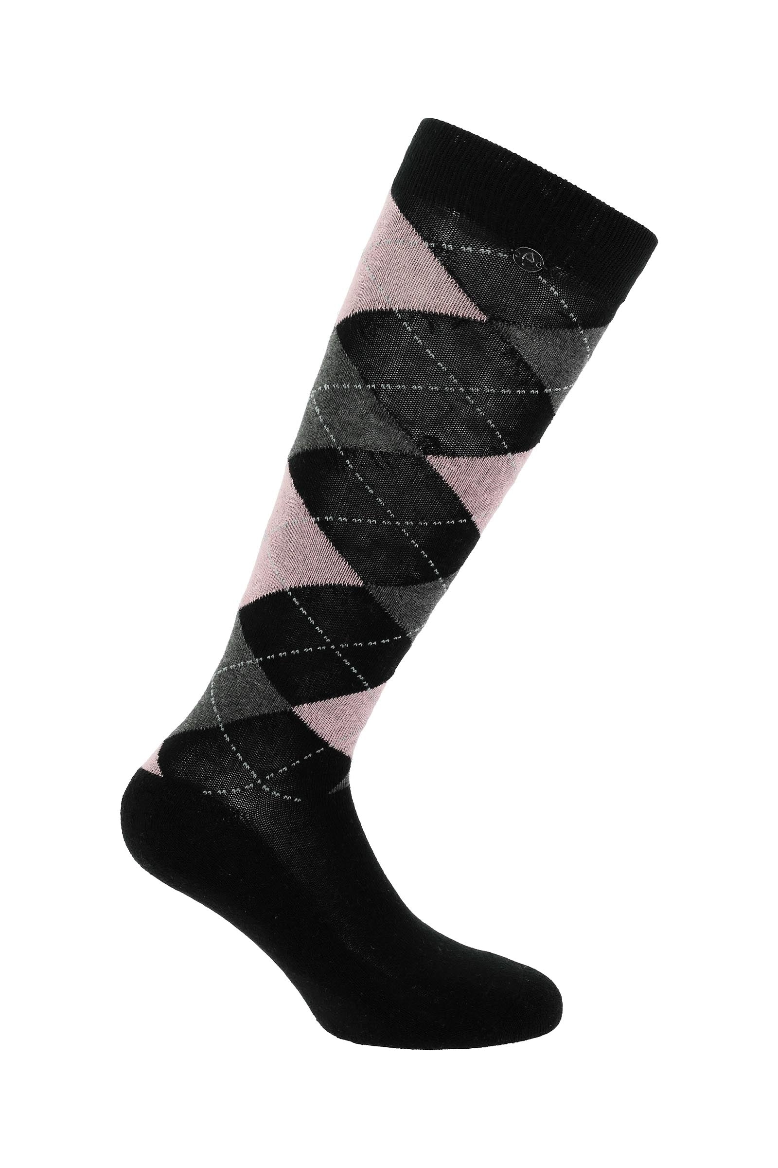 EQUITHÈME Argyle Riding Socks Black/Rose 6 - 7