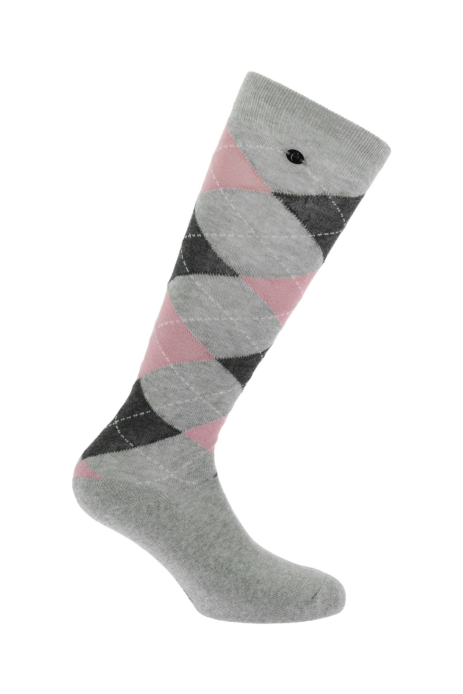 EQUITHÈME Argyle Riding Socks Light Grey/Rose 2,5 - 5