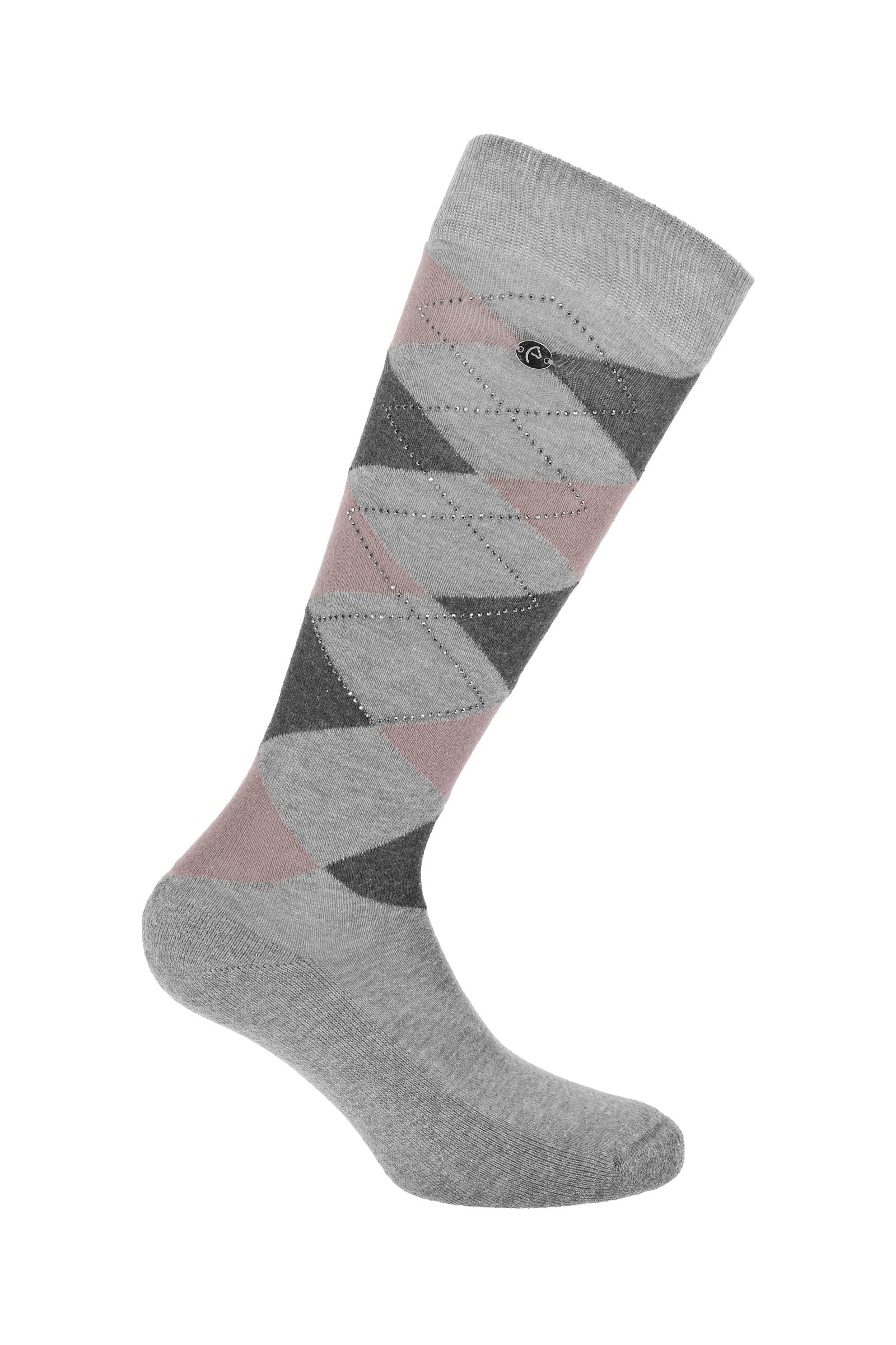 EQUITHÈME Girly Riding Socks Light Grey/Rose 6 - 7