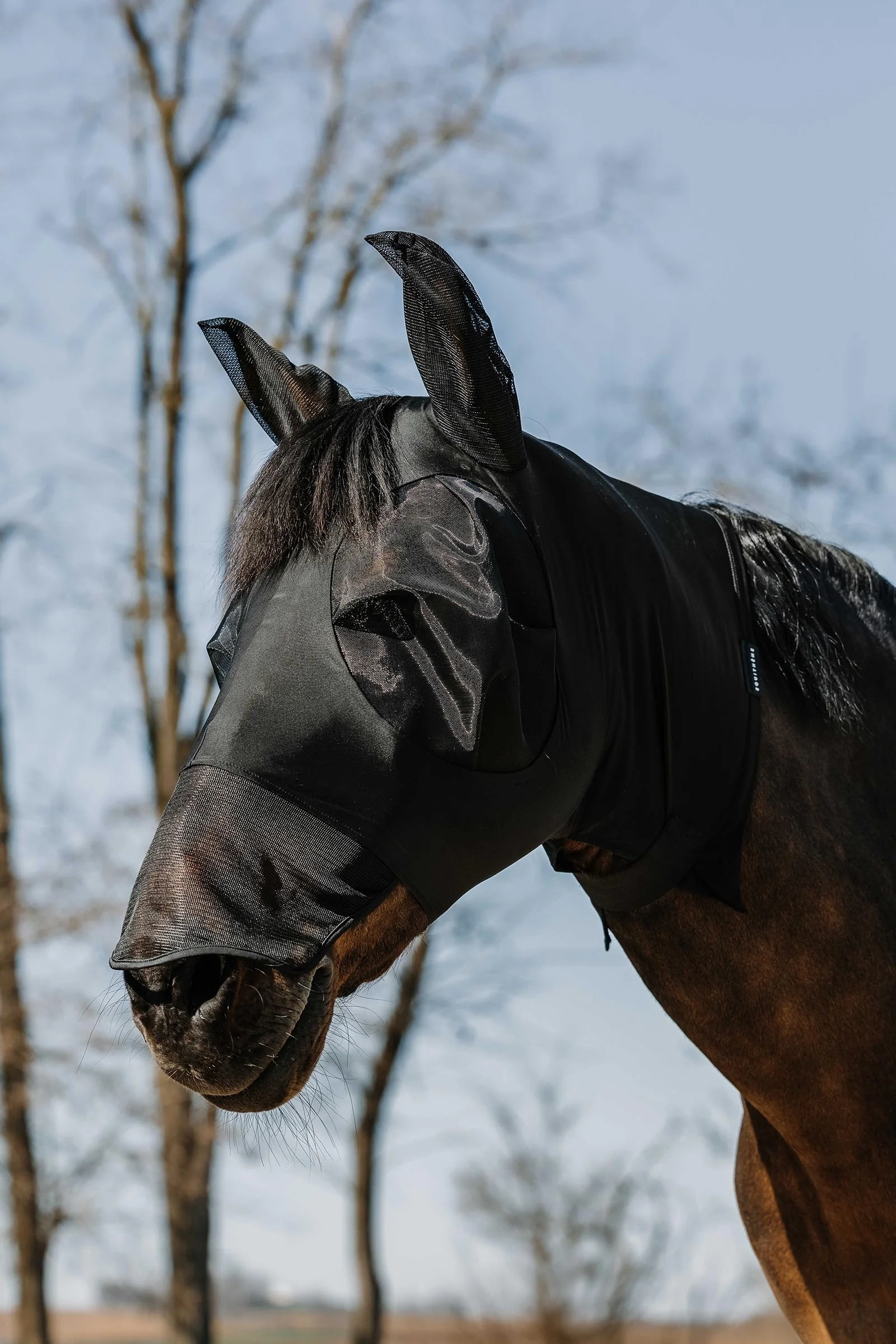 EQUITHÈME Hood Fly Mask/ UV Mask Black S
