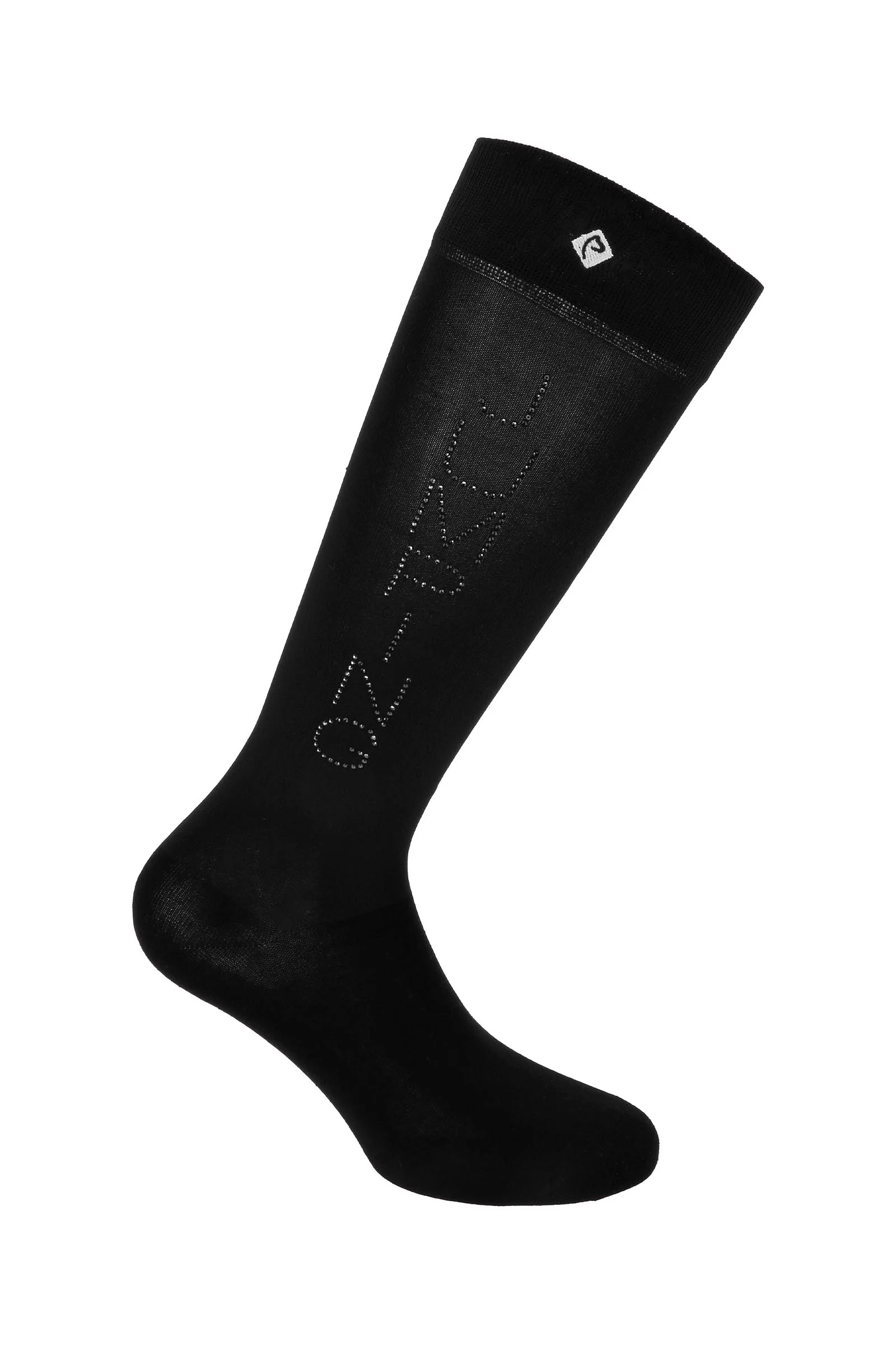 EQUITHÈME Jeanne Jump Riding Socks With Rhinestones Black/Black 4 - 6