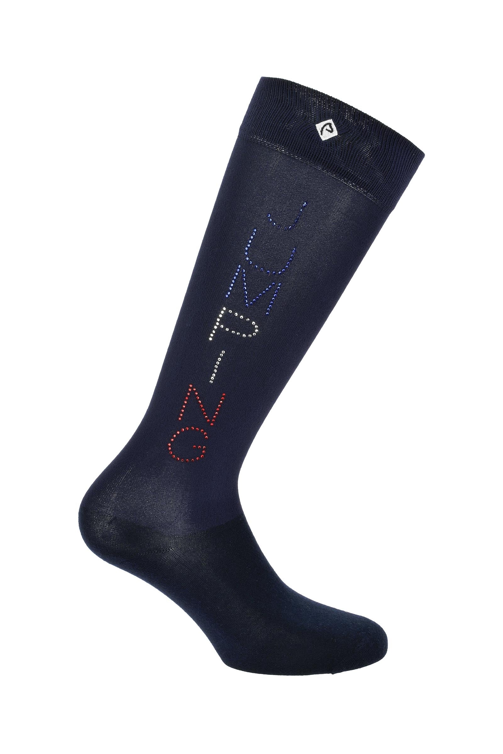 EQUITHÈME Jeanne Jump Riding Socks With Rhinestones Navy/Blue/White/Red 2 - 3