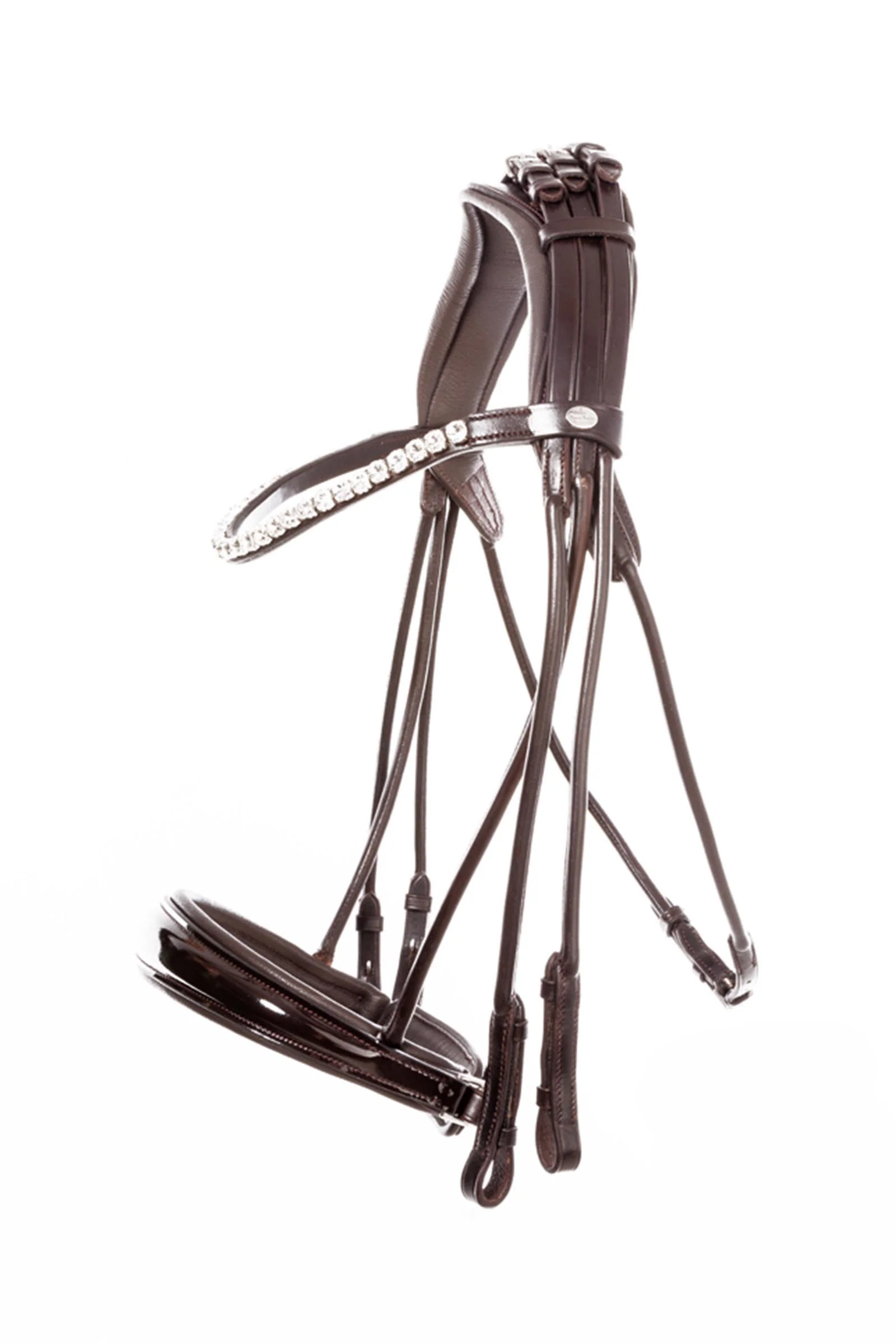 Fleur Double Bridle Brown-Patent/Brown F
