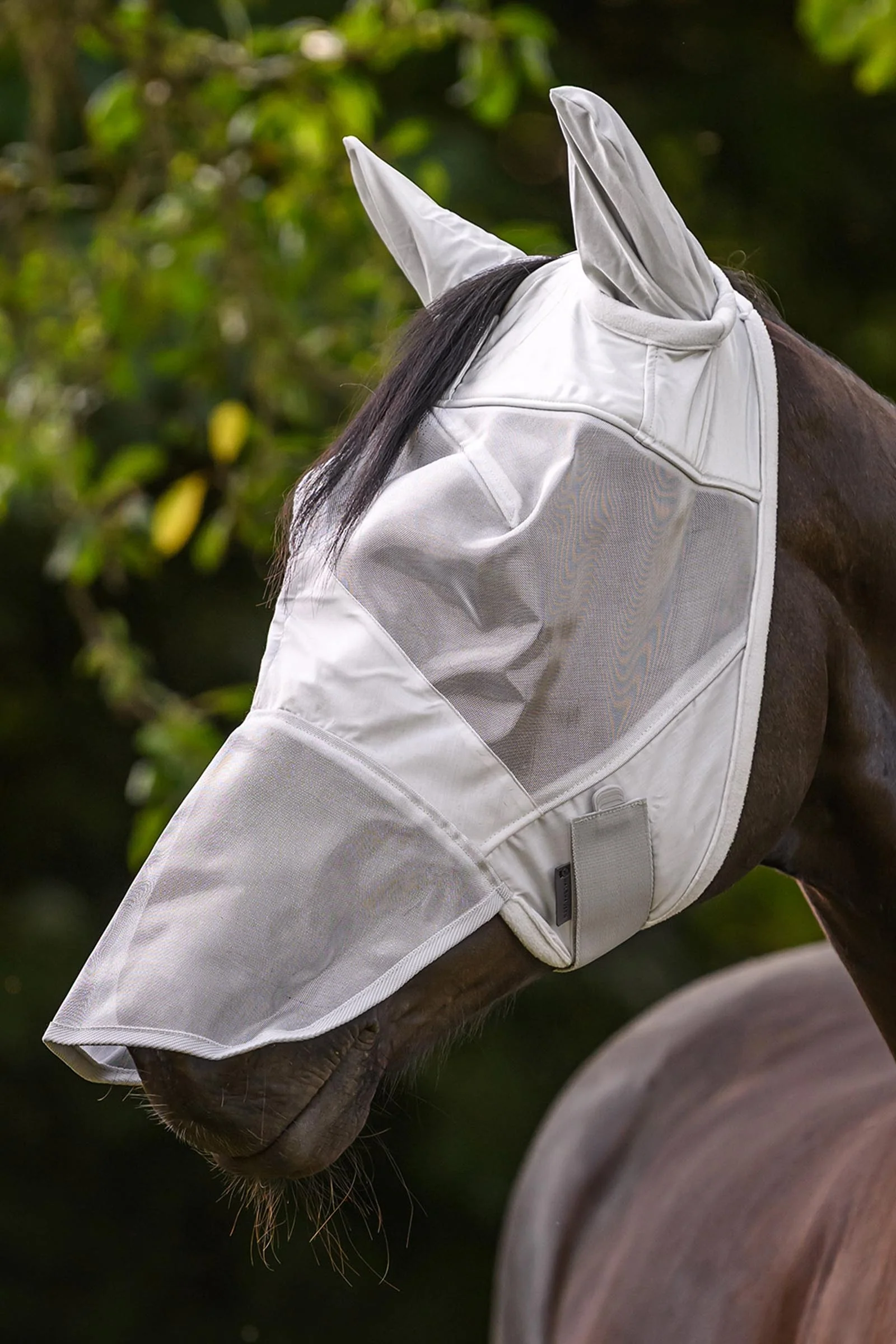 Fly Bonnet With Ears and Nose Extension, UV-Protection Silver Grey C