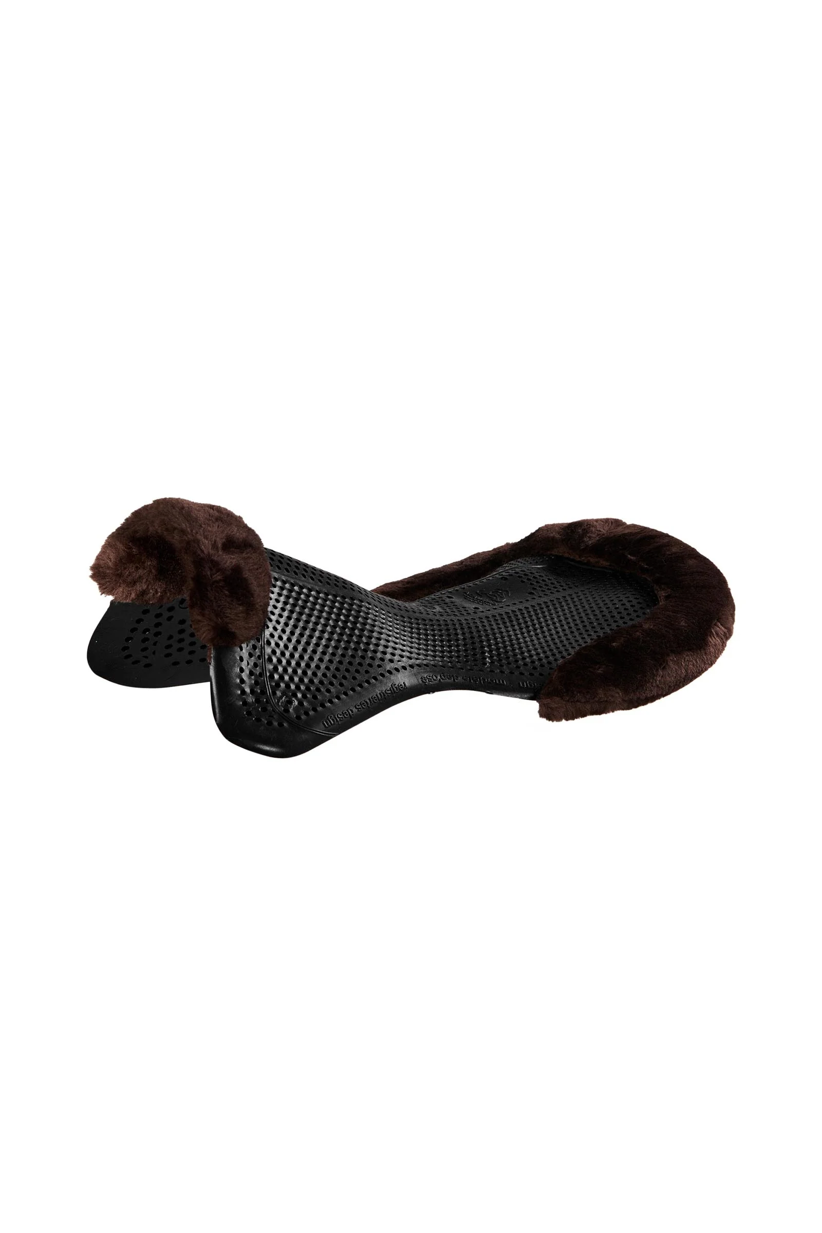 Gel Non Slip Classic With Faux Sheepskin Cut-Out Flat Black/Brown L