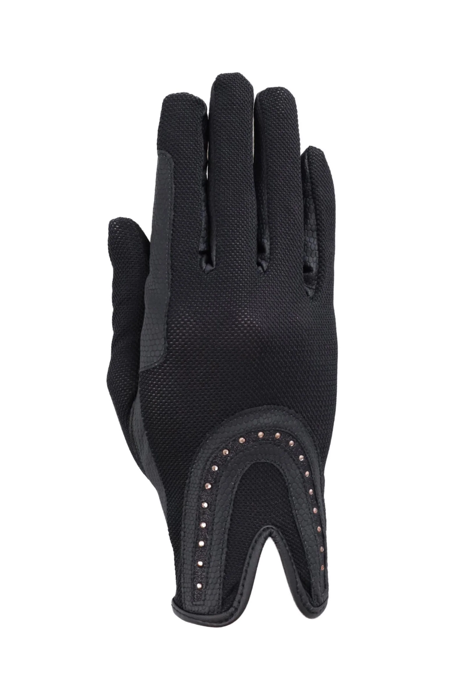 Good Luck Glitter Riding Gloves Black/ Rosegold 8,5