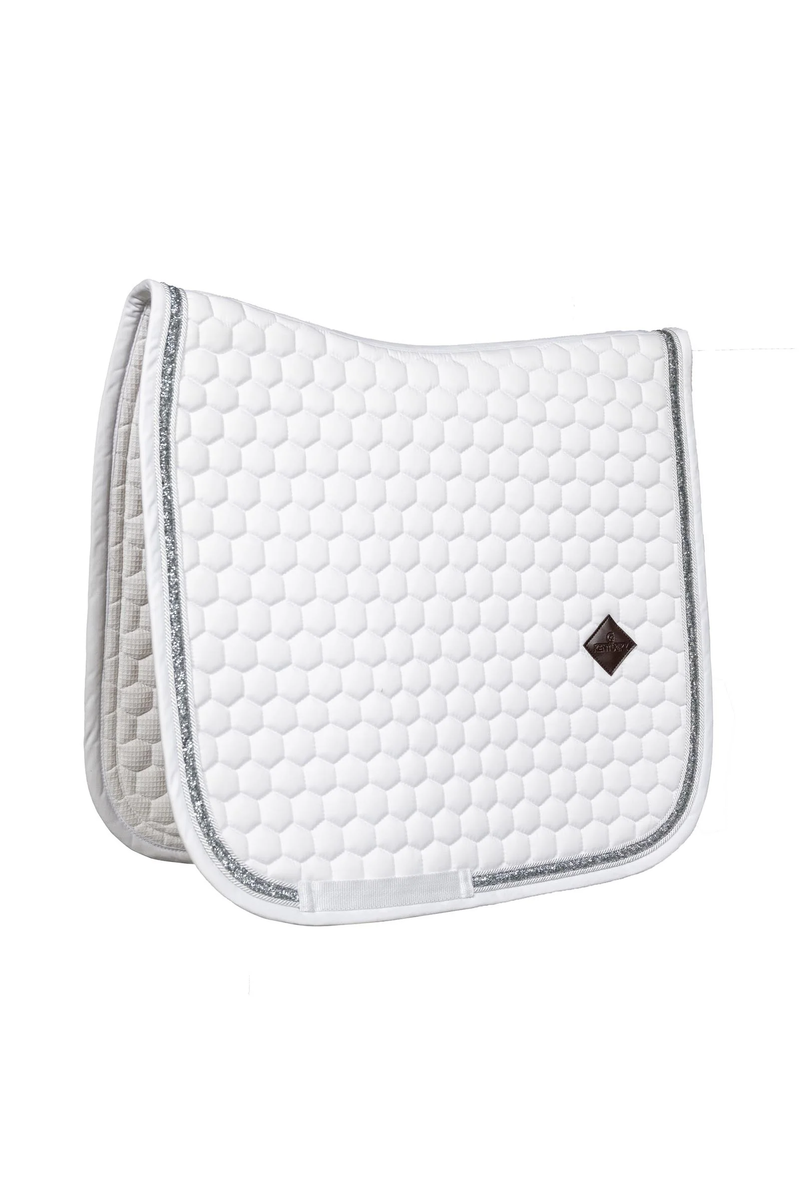 Kentucky Horseware Glitter Band Dressage Saddle Pad White/Silver F