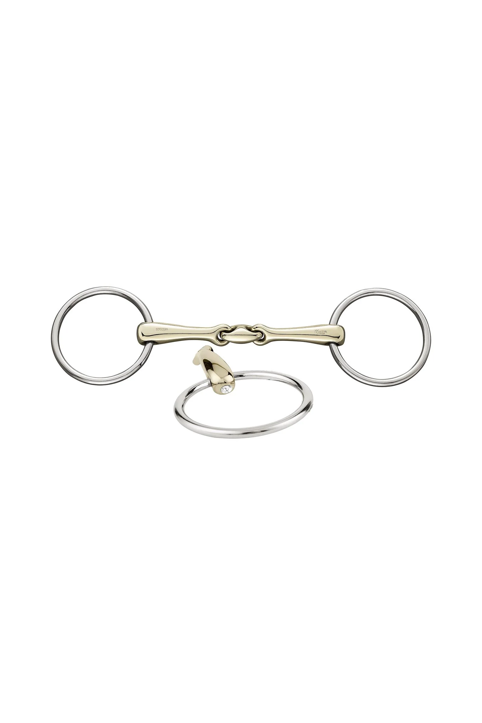 KK Ultra Snaffle Bit, Double Jt. 16mm, Sensogan, W. Crystals Crystal 135 mm