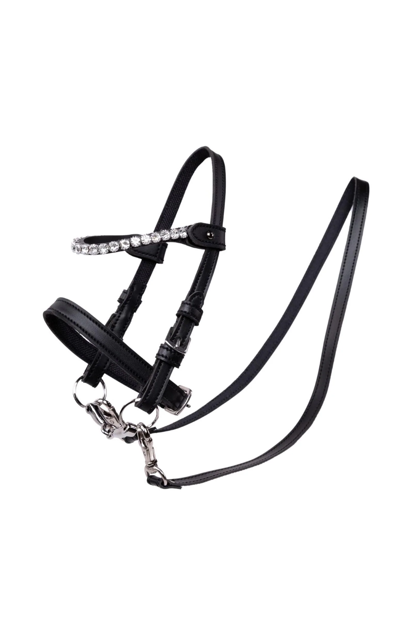 Leather Bridle with Stones Black One Size