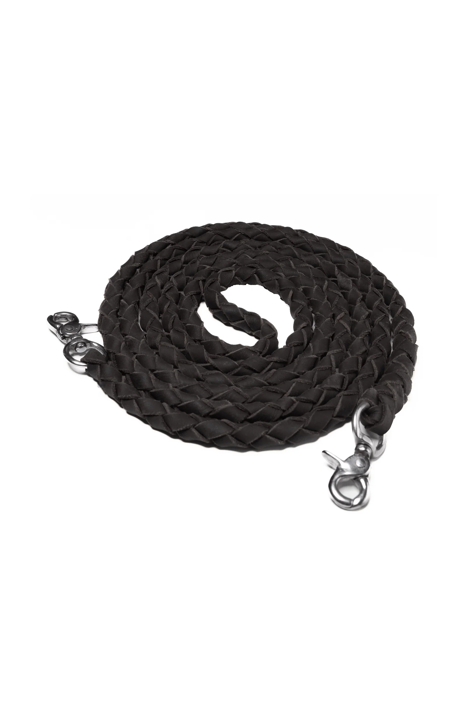 Leather Reins Jack Round Braided Black 280