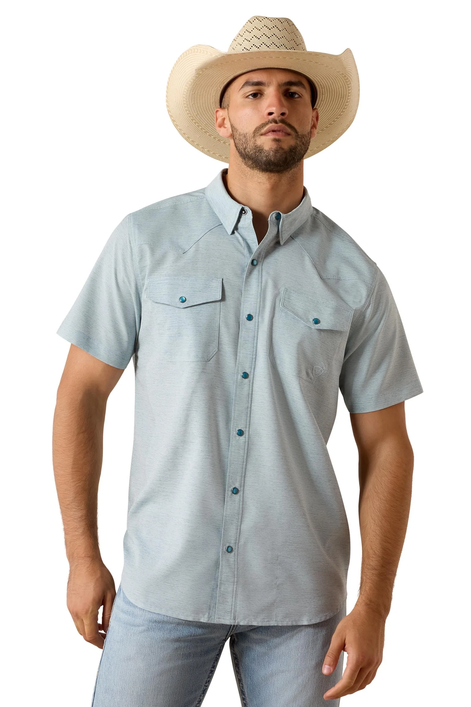 Men's VentTEK Western Fitted Shirt Blue Heather L