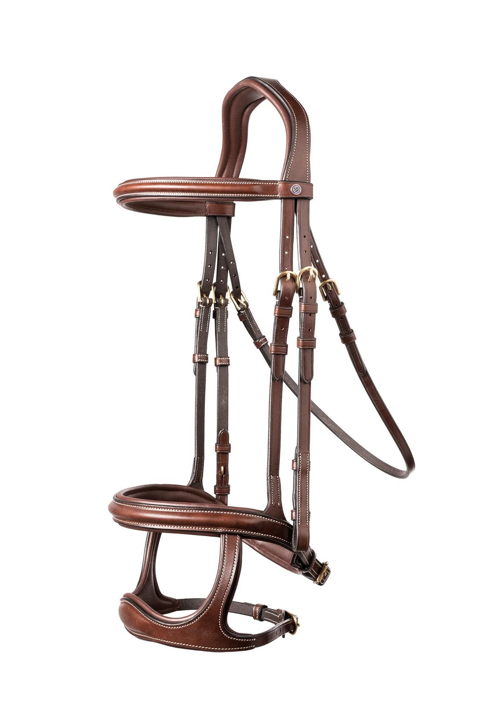 Paris Double Noseband Bridle Brown/Gold C