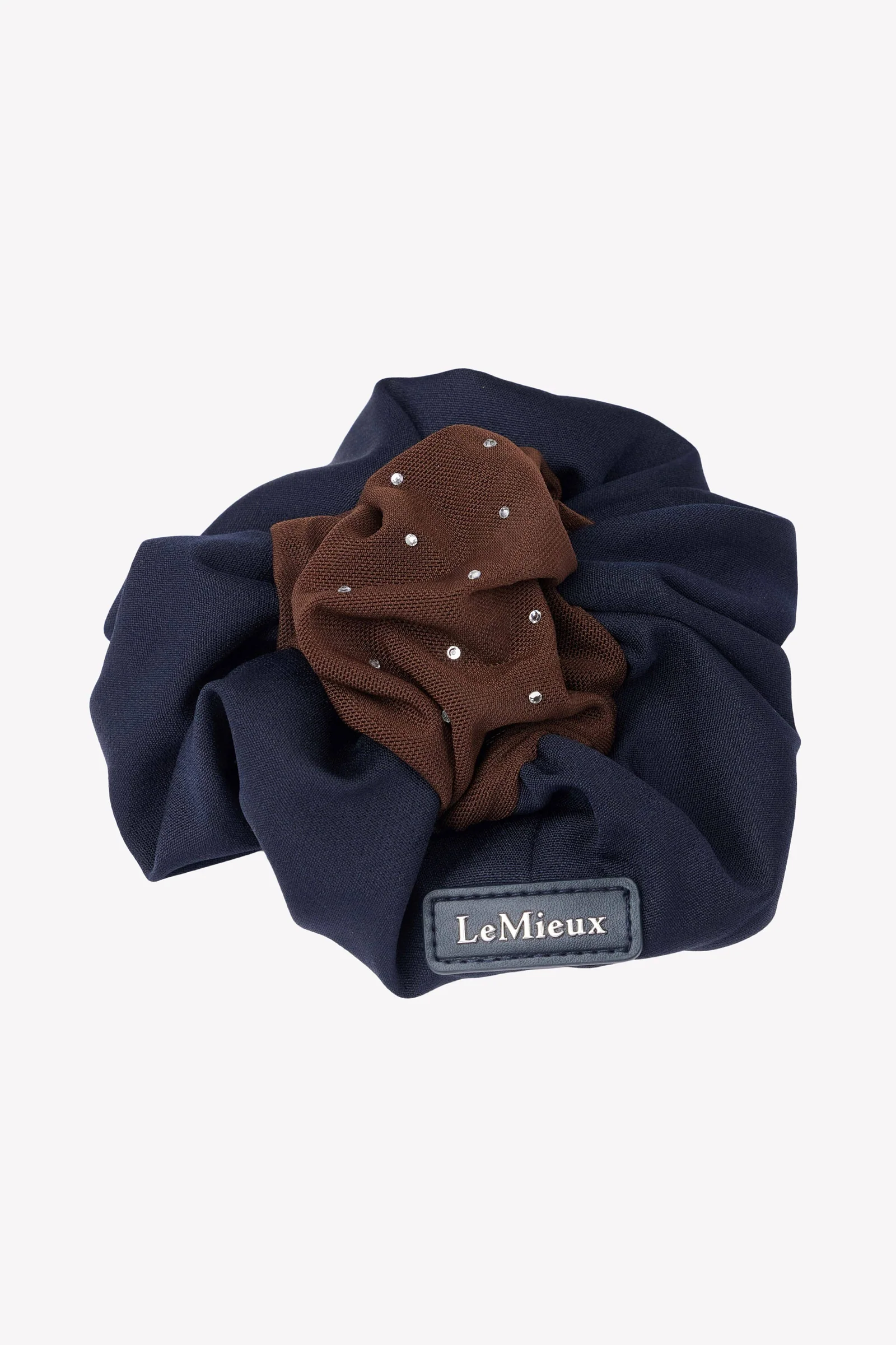 Scrunchie with Crystal Hair Net Navy/Brown One Size