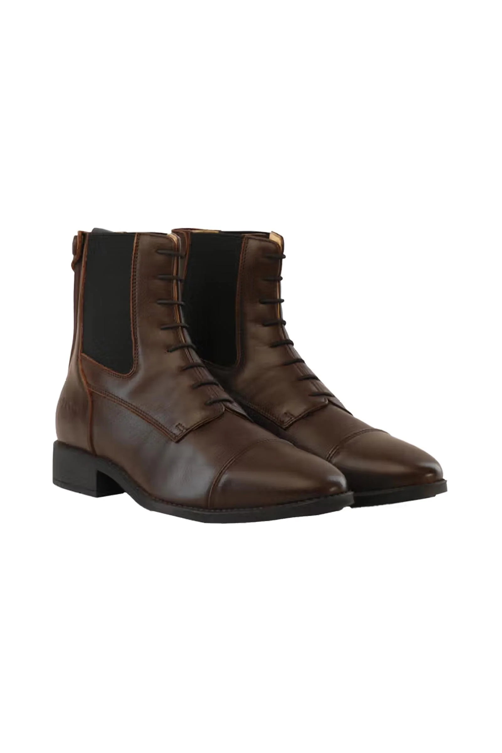 Short Boots With Front Laces & Back Zipper Brown 7
