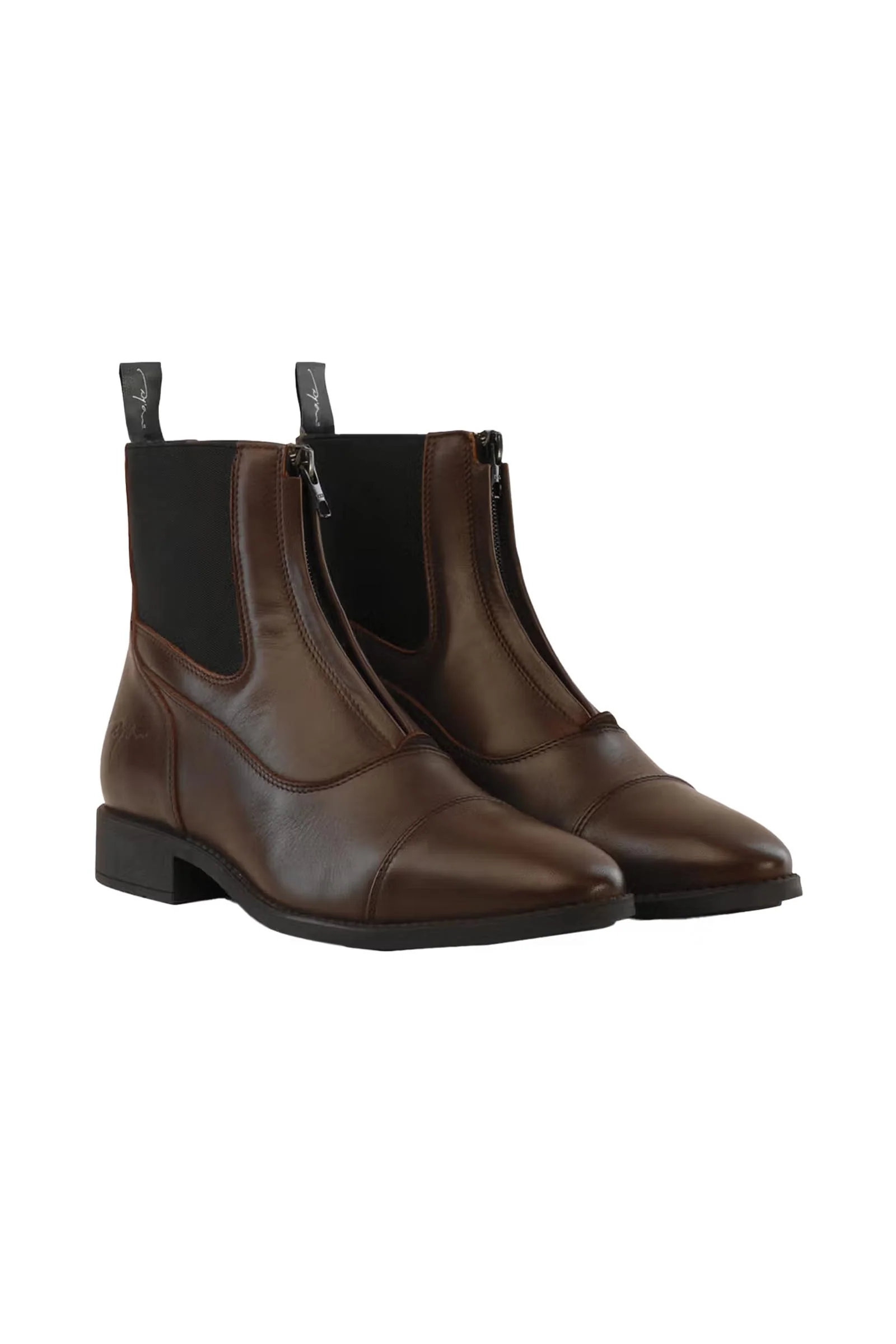 Short Boots With Front Zipper Brown 6