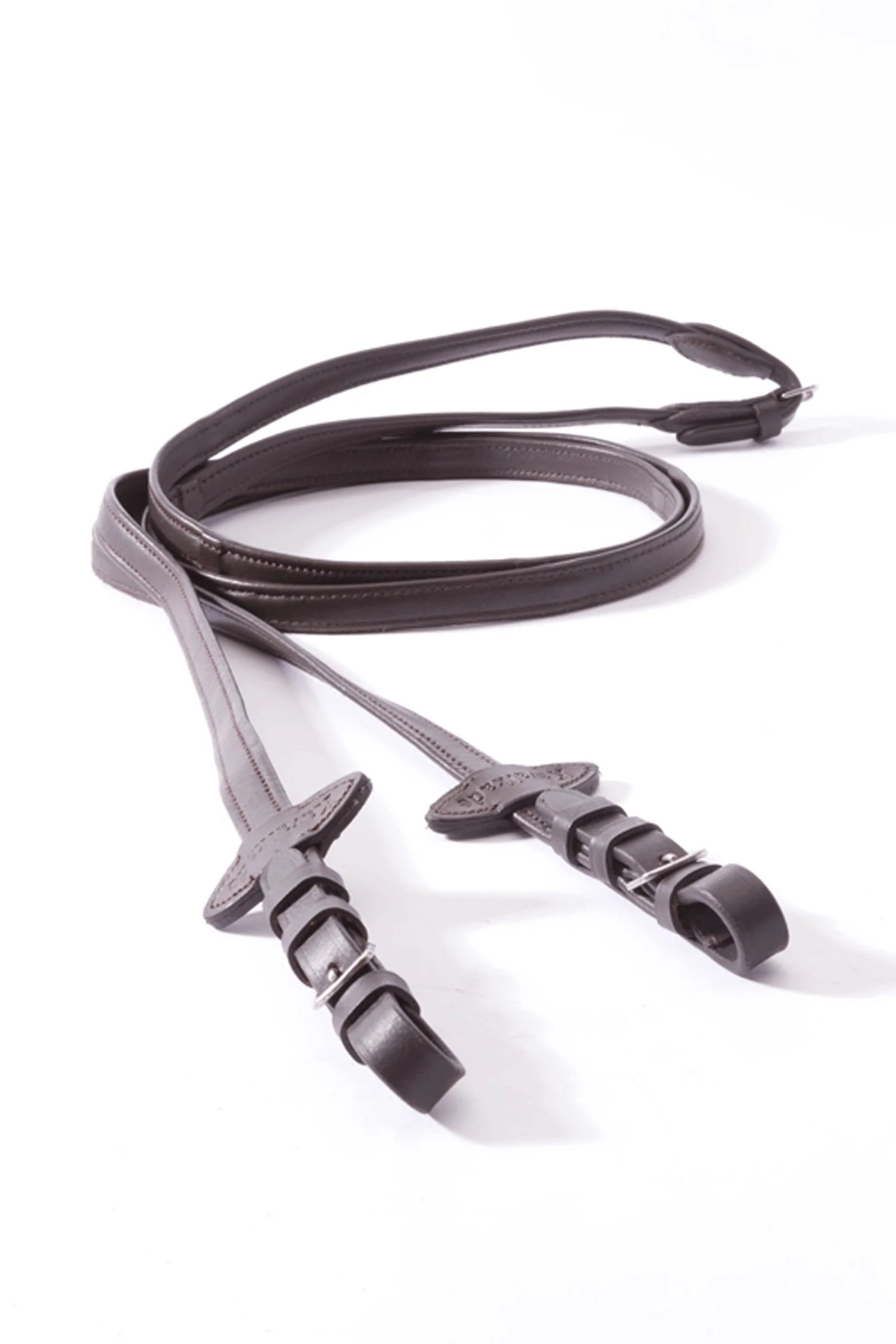 Soft leather reins With 5 Stops, 20 mm Brown F