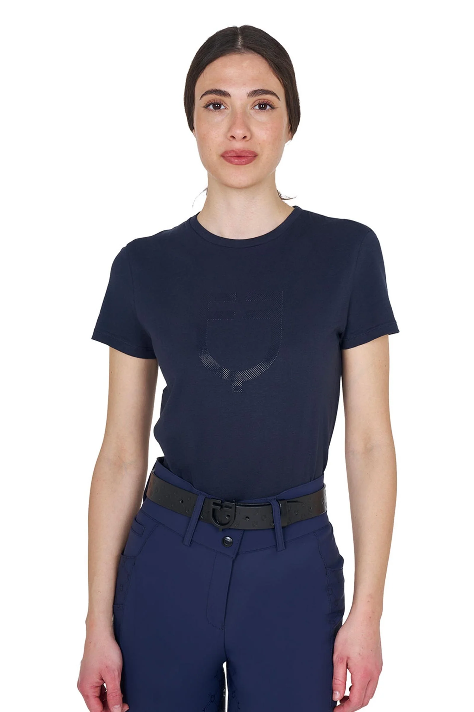 SS2026 Women's Glossy Logo Cotton T-Shirt Navy M