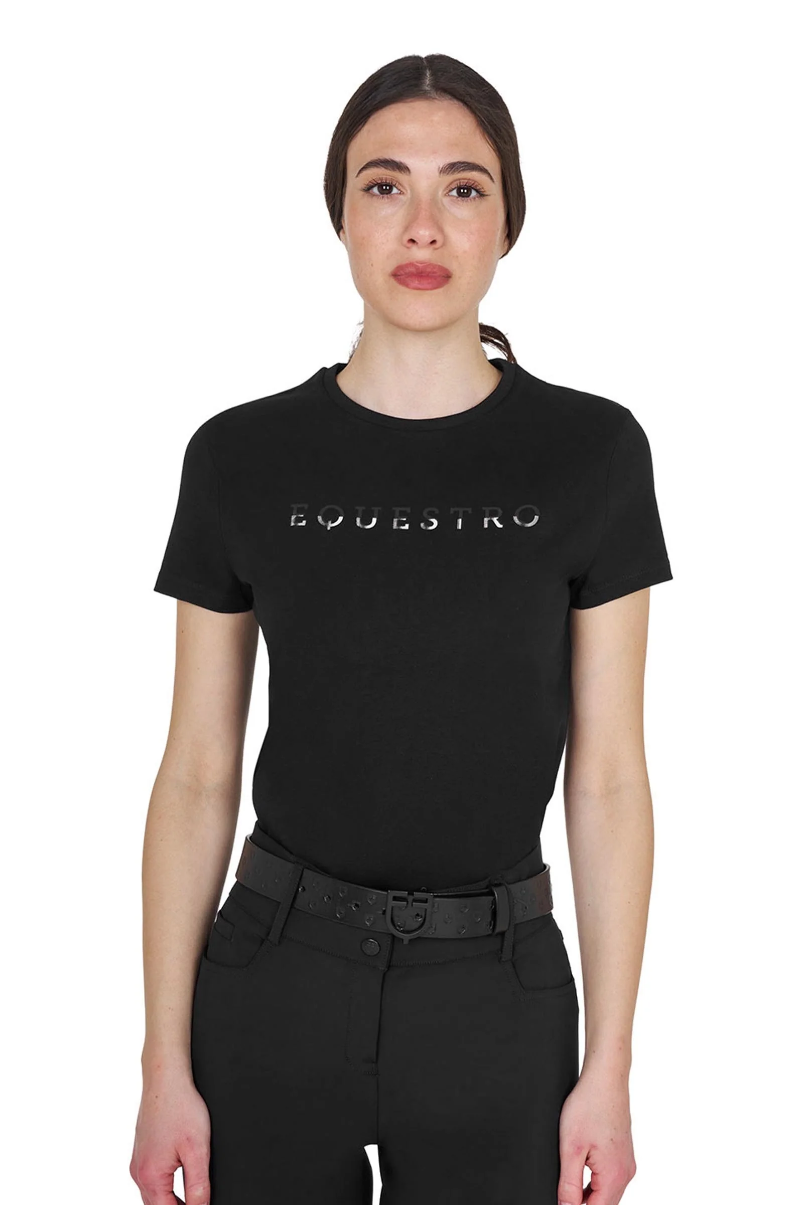 SS2026 Women's Logo Lamina Cotton T-Shirt Black XS