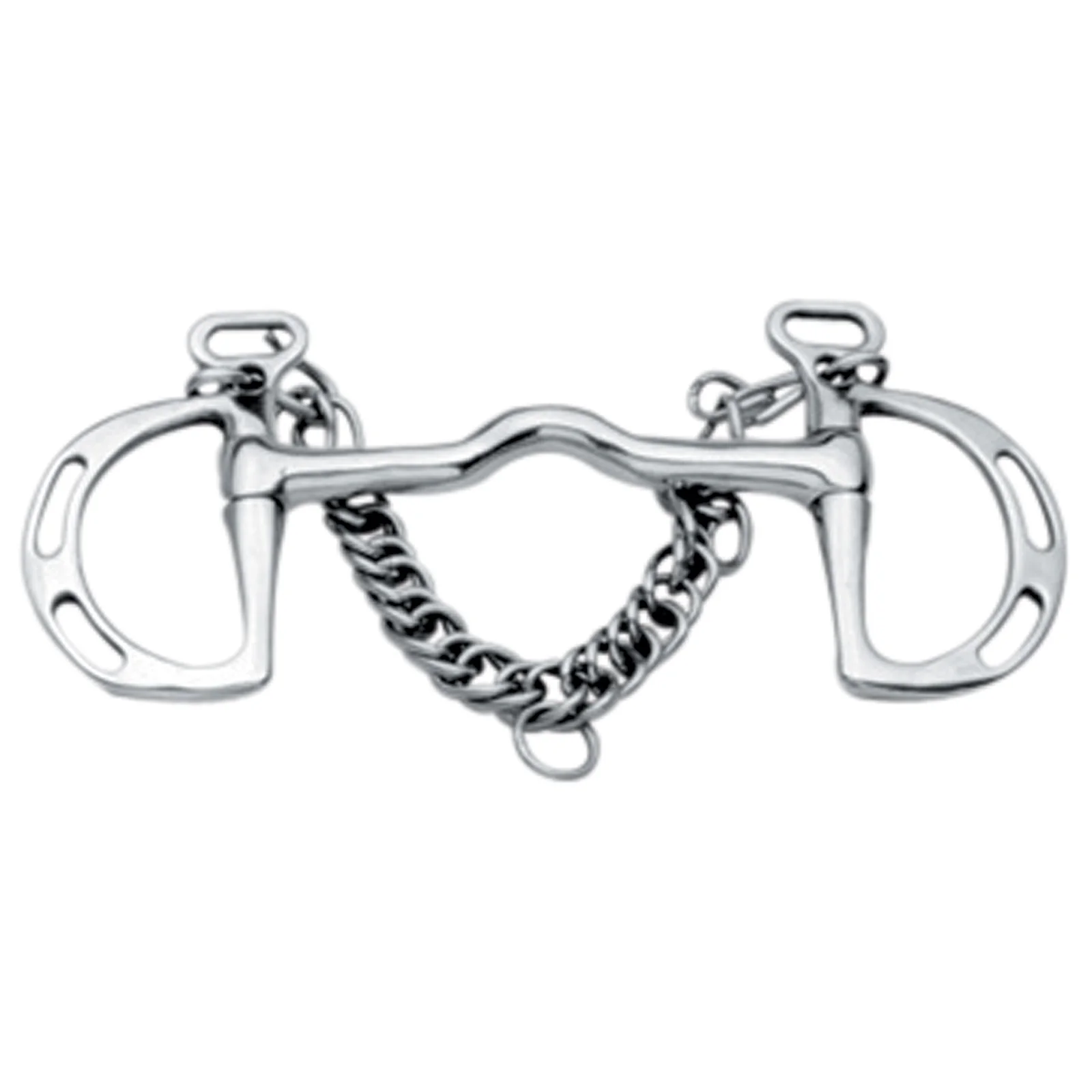 Stainless Steel Cambridge Mouth Slotted Ring Kimblewick Bit Silver 140 mm