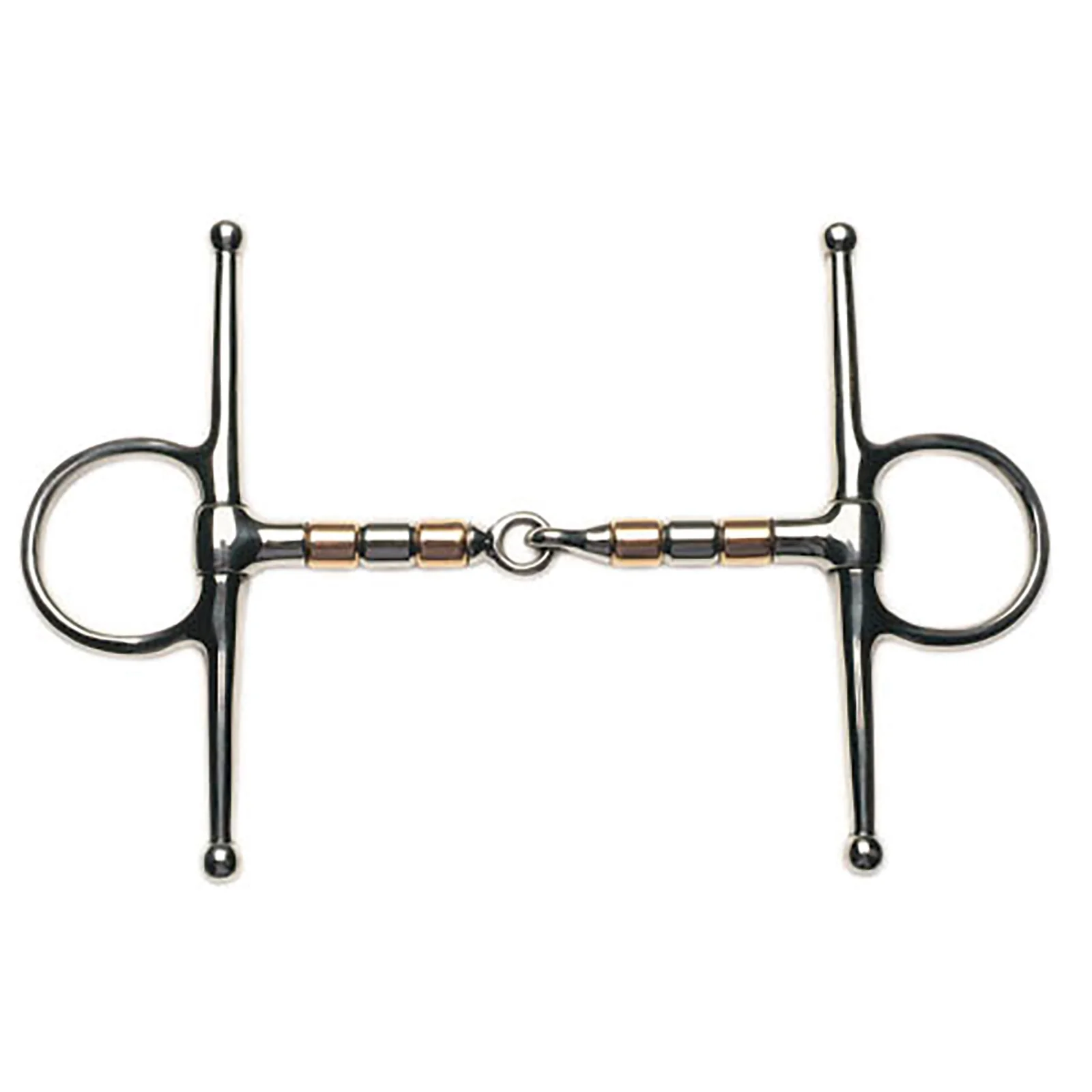 Stainless Steel Copper & Steel Rollers Full Cheek Snaffle Bit Silver 140 mm