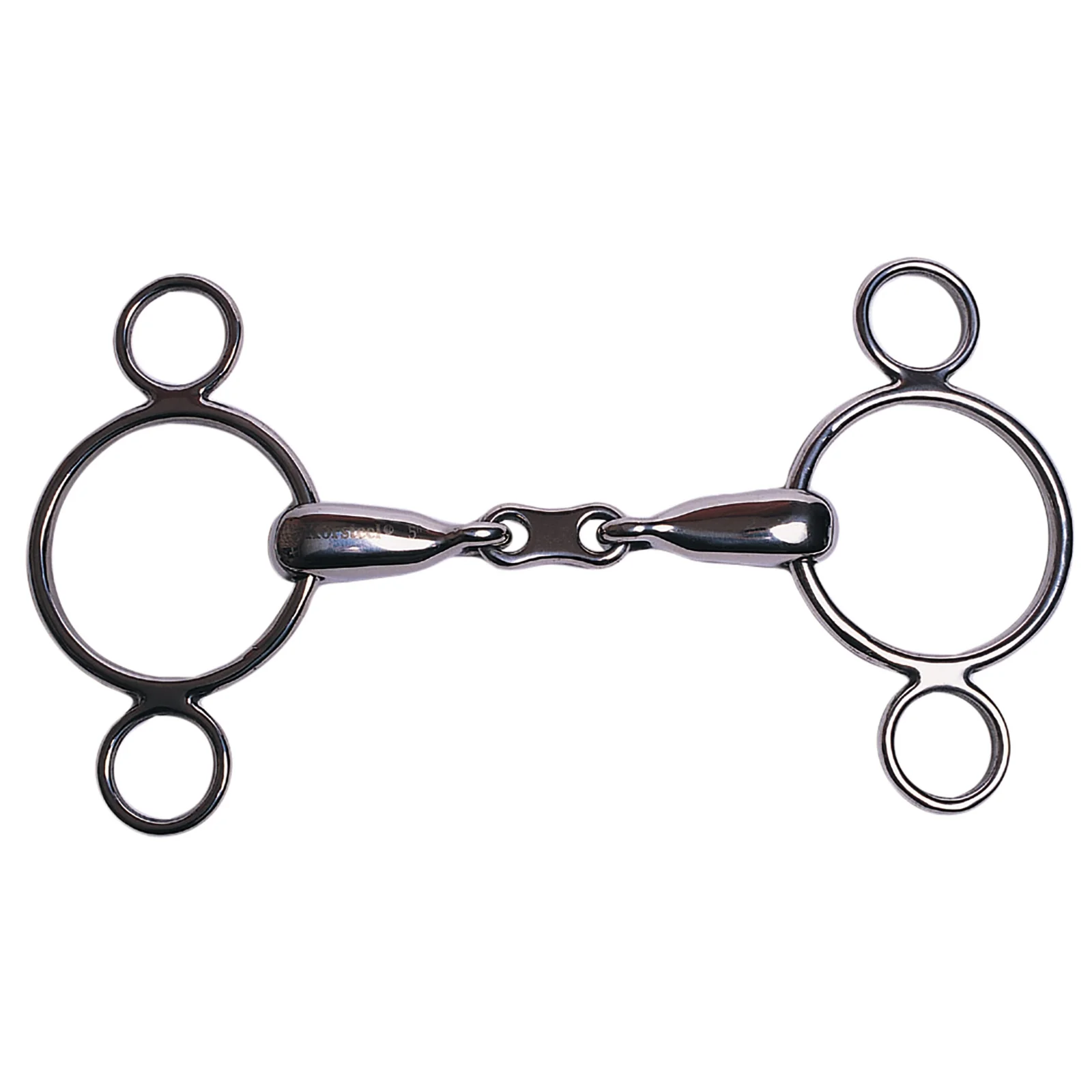 Stainless Steel French Link 2 Ring Dutch Gag Bit Silver 140 mm