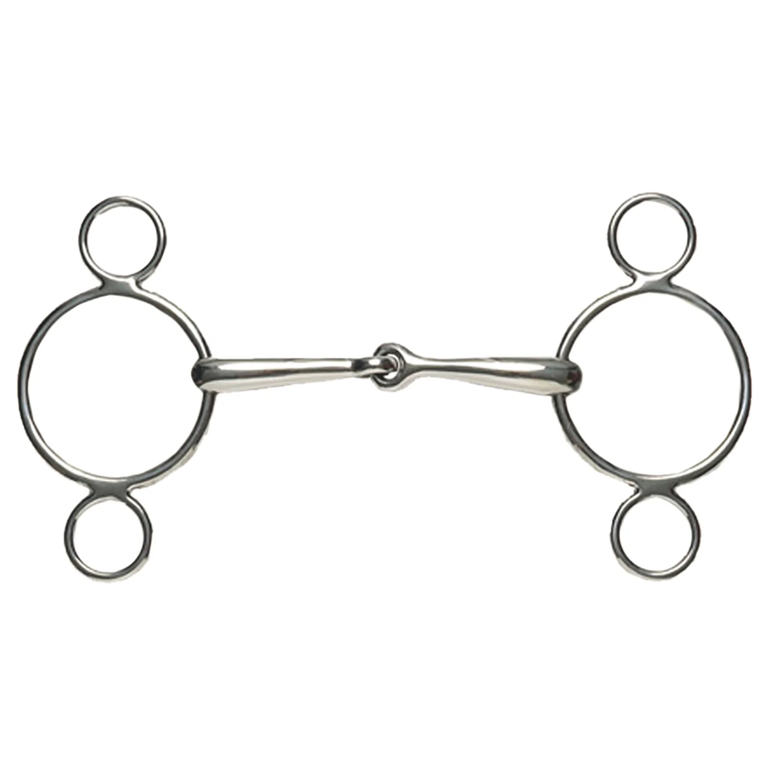 Stainless Steel Jointed 2 Ring Dutch Gag Bit Silver 152 mm