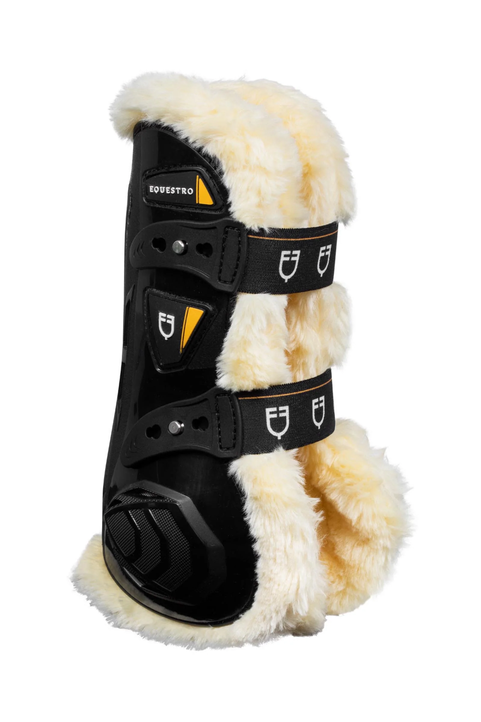 Synthetic Sheepskin Quick Release Tendon Boots Black F