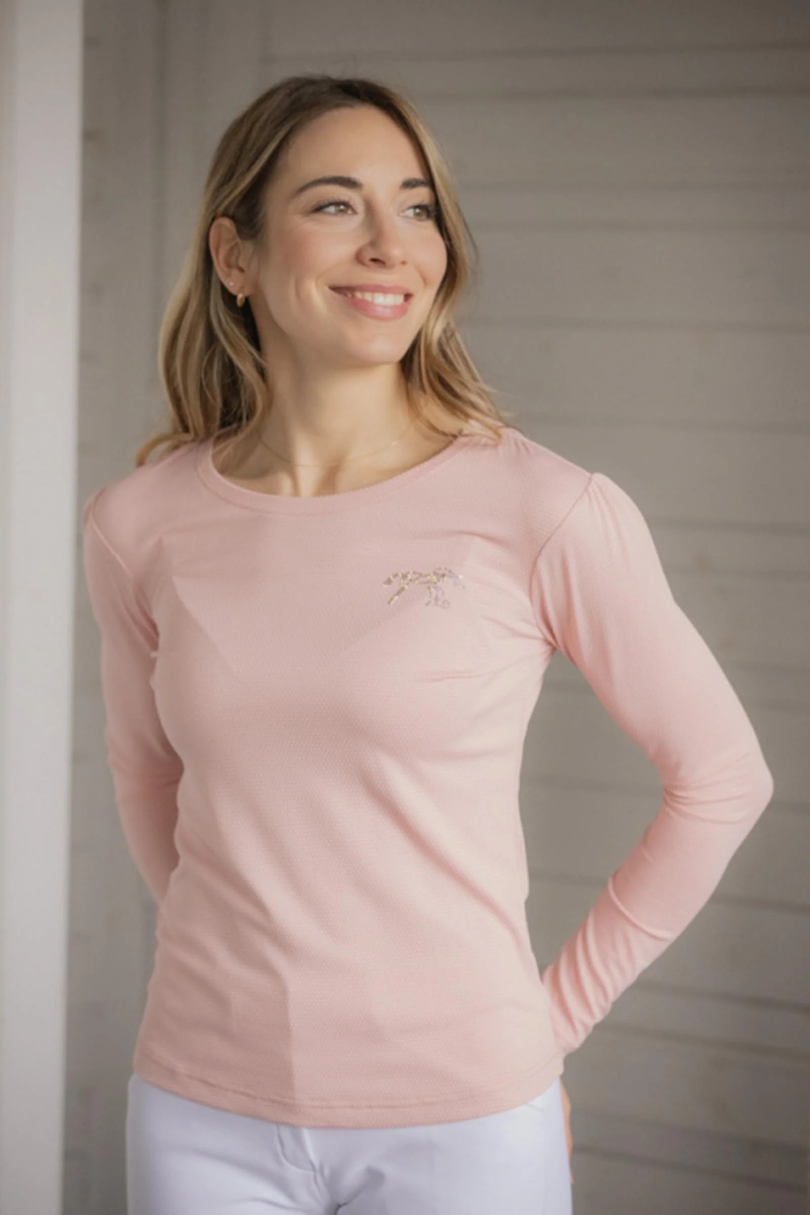 Techty Honey Women´s Long-Sleeve Polo Pale Pink M