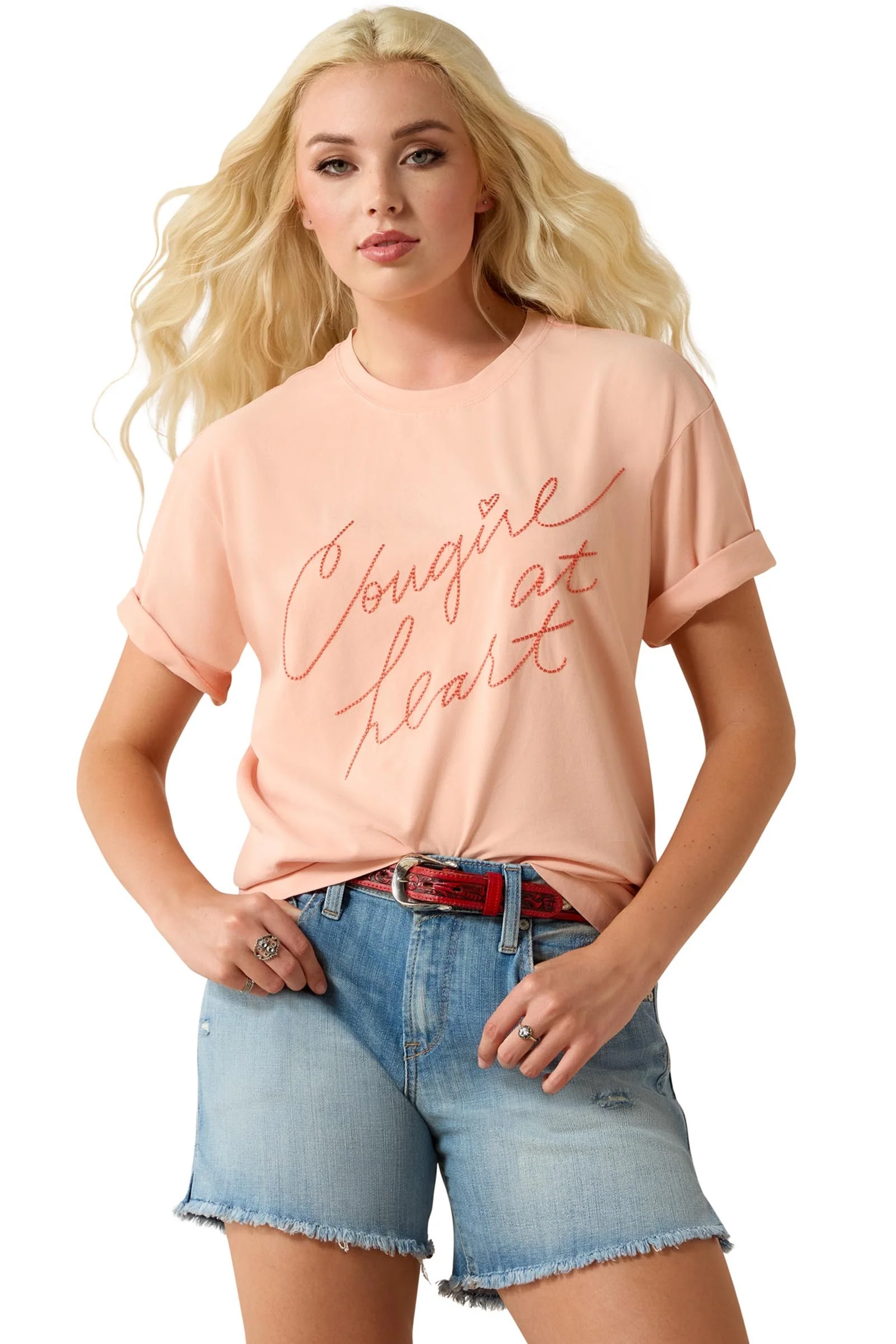 Women's Cowgirl at Heart T-Shirt Tropical Peach M