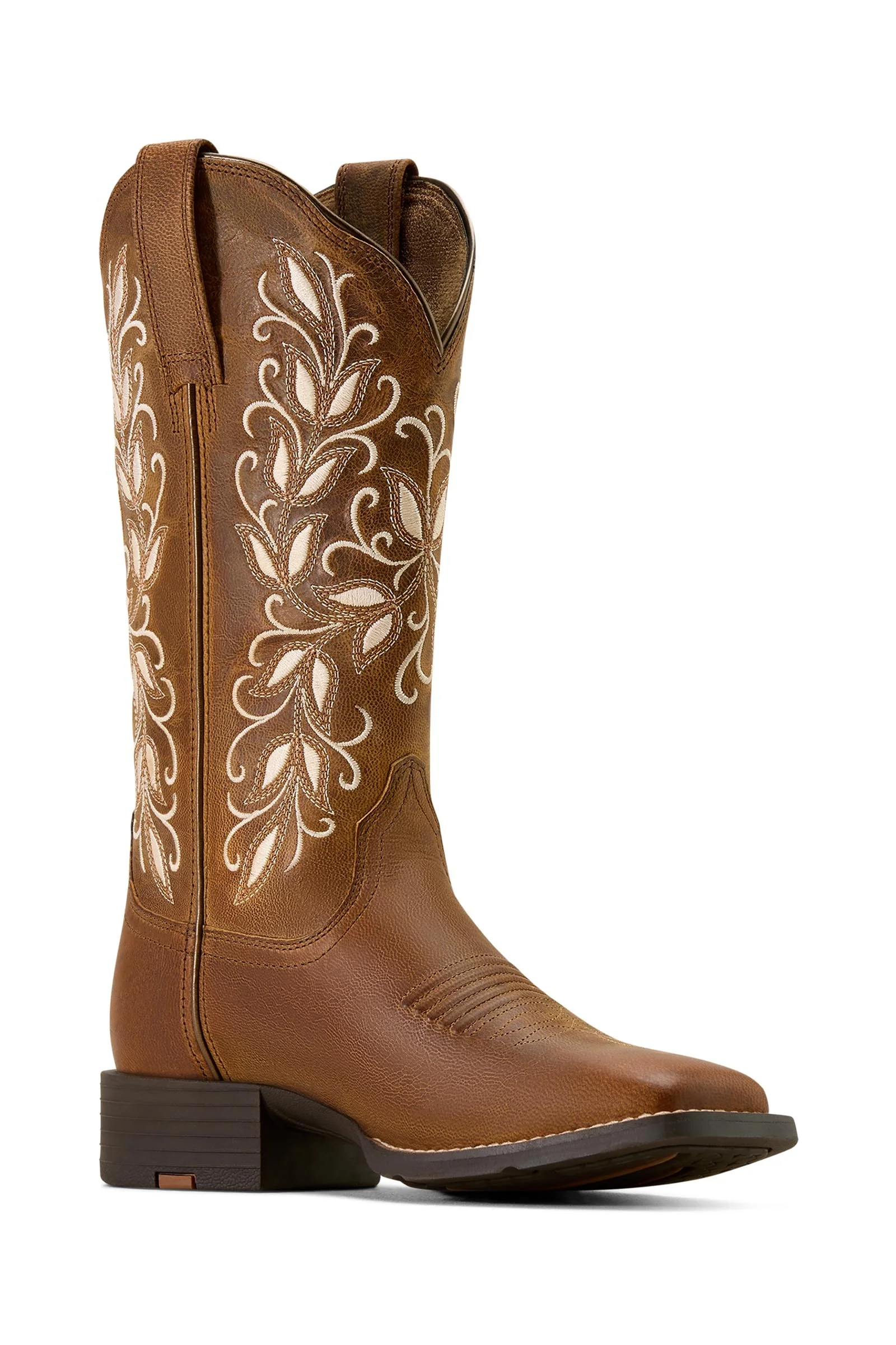 Women's Round Up Holly Wide Square Toe Western Boots Pearl 6,5