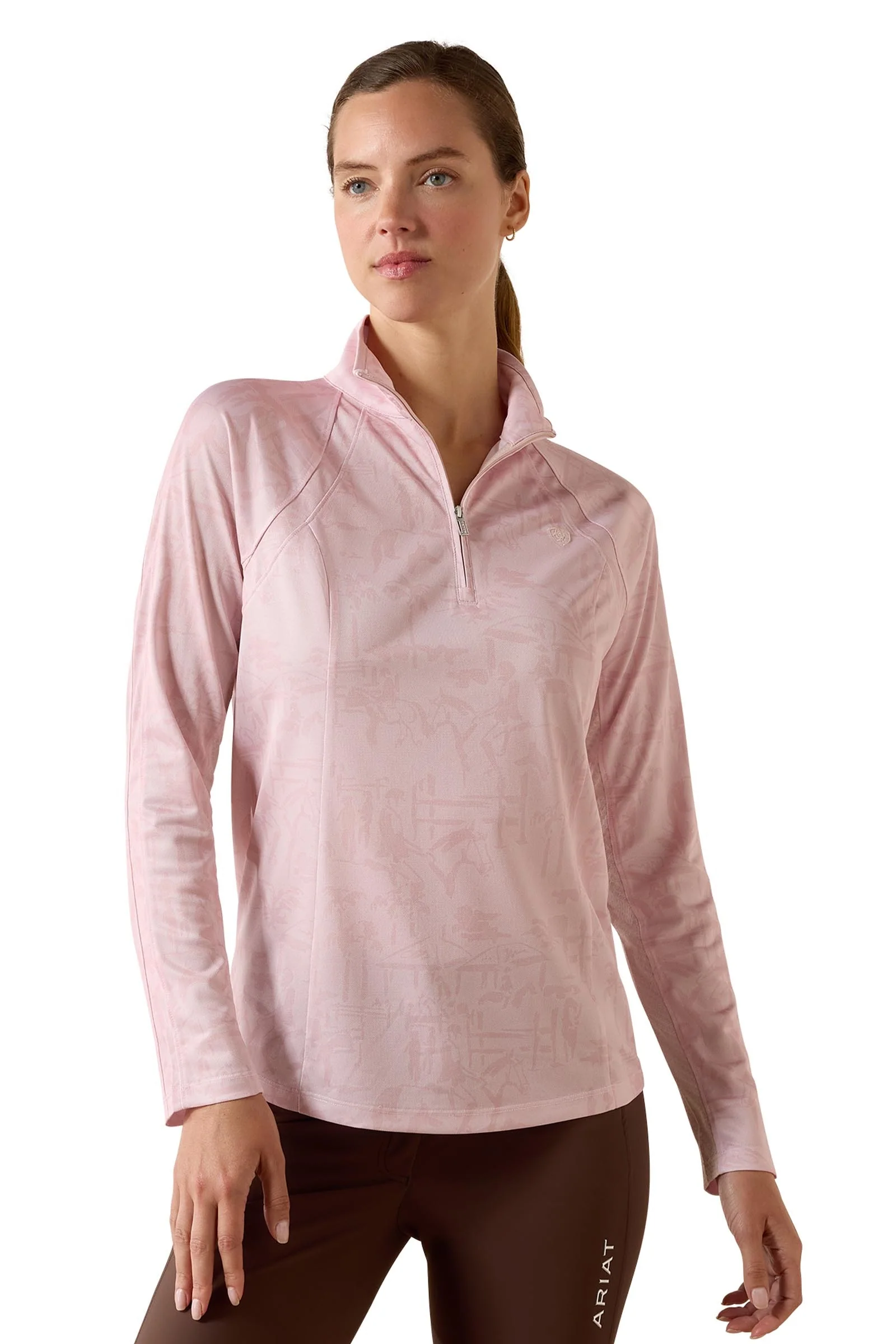 Women's Sunstopper 3.0 1/4 Zip Baselayer Sepia Rose Horse Park M